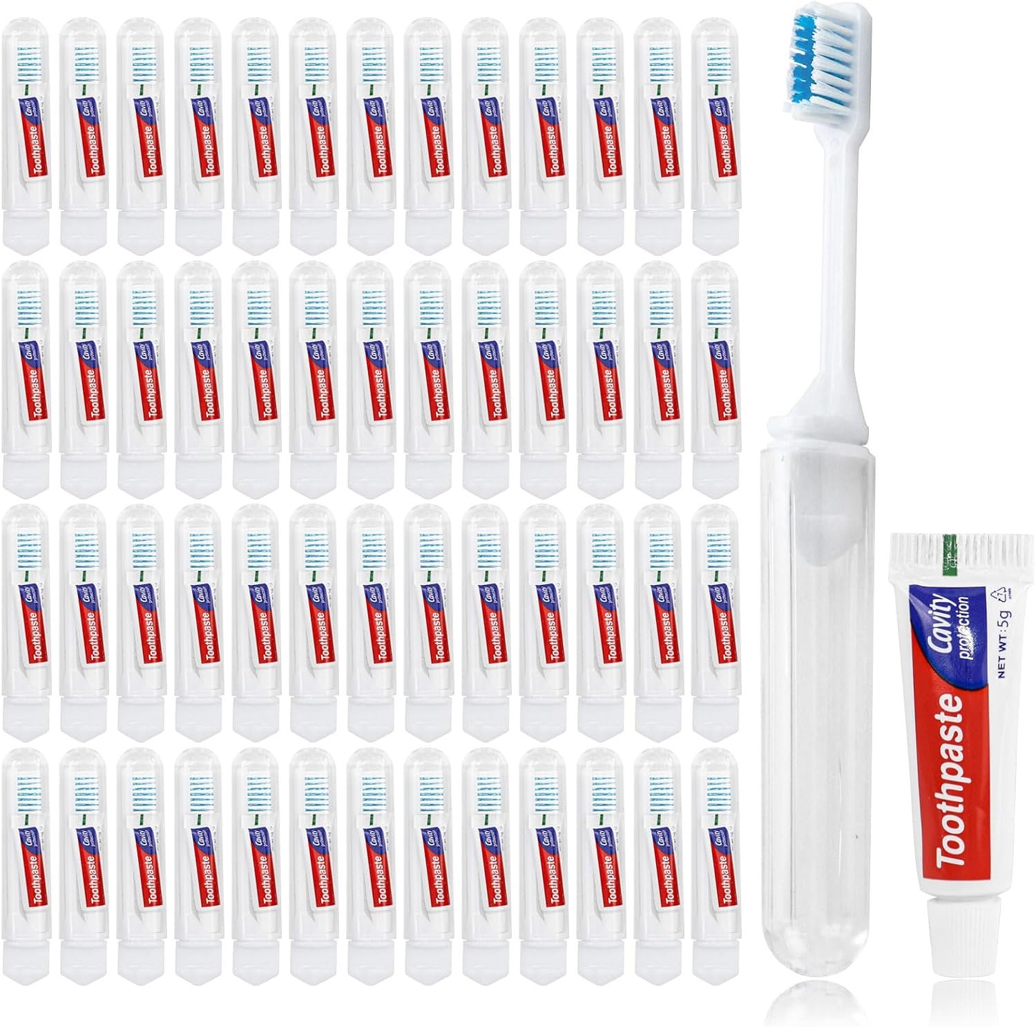 Travel Toothbrush, Toothbrush and Toothpaste Travel, Individually Packaged with Storage Box, Foldable Storage, is Suitable for Camping, Business Trip (PACK-20)