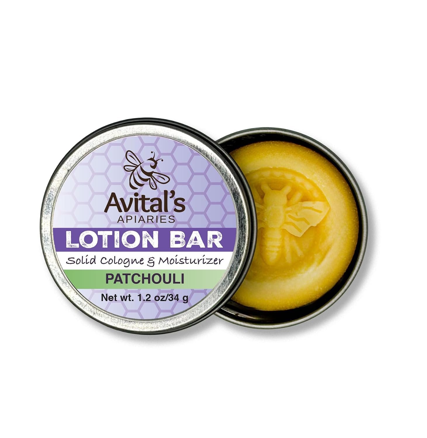Avital’s Apiaries Patchouli Lotion Bar – Solid Moisturizer with Shea Butter & Beeswax – Natural, Plastic-Free Body Lotion for Dry Skin – Travel-Friendly, Waterless Skincare