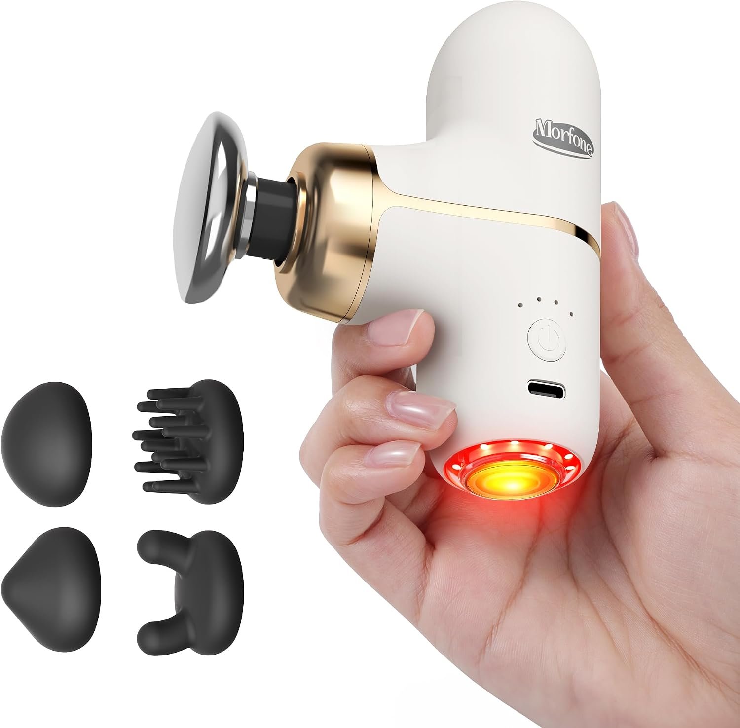 Super Mini Massage Gun with Heat & Red Light, 0.48 lb Travel Massage Gun