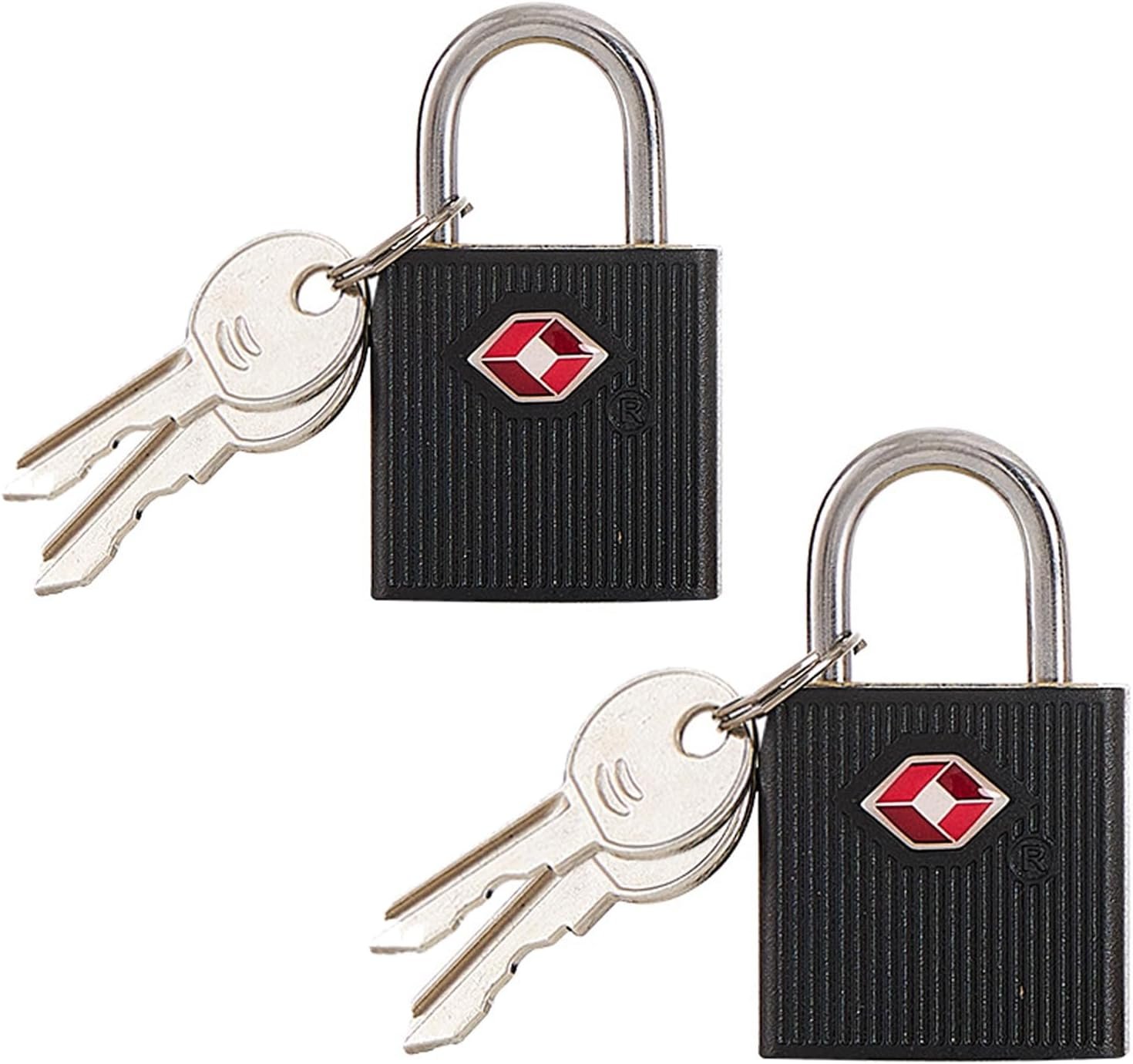 [2 Pack] Luggage Locks with 2 Keys, TSA Approved Padlock, Small Travel Lock