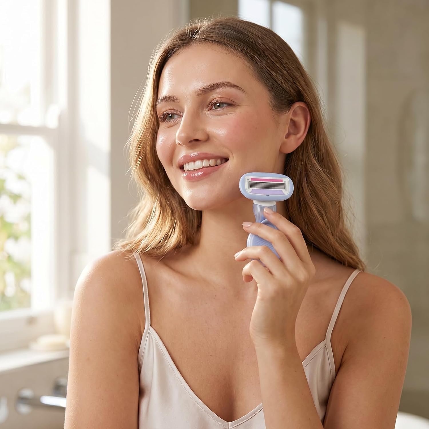 Mini Travel Razor for Women, 5-Blade Razor with 1 Refill and Travel Case, Lightweight Compact Design with Easy Replacement,Blue