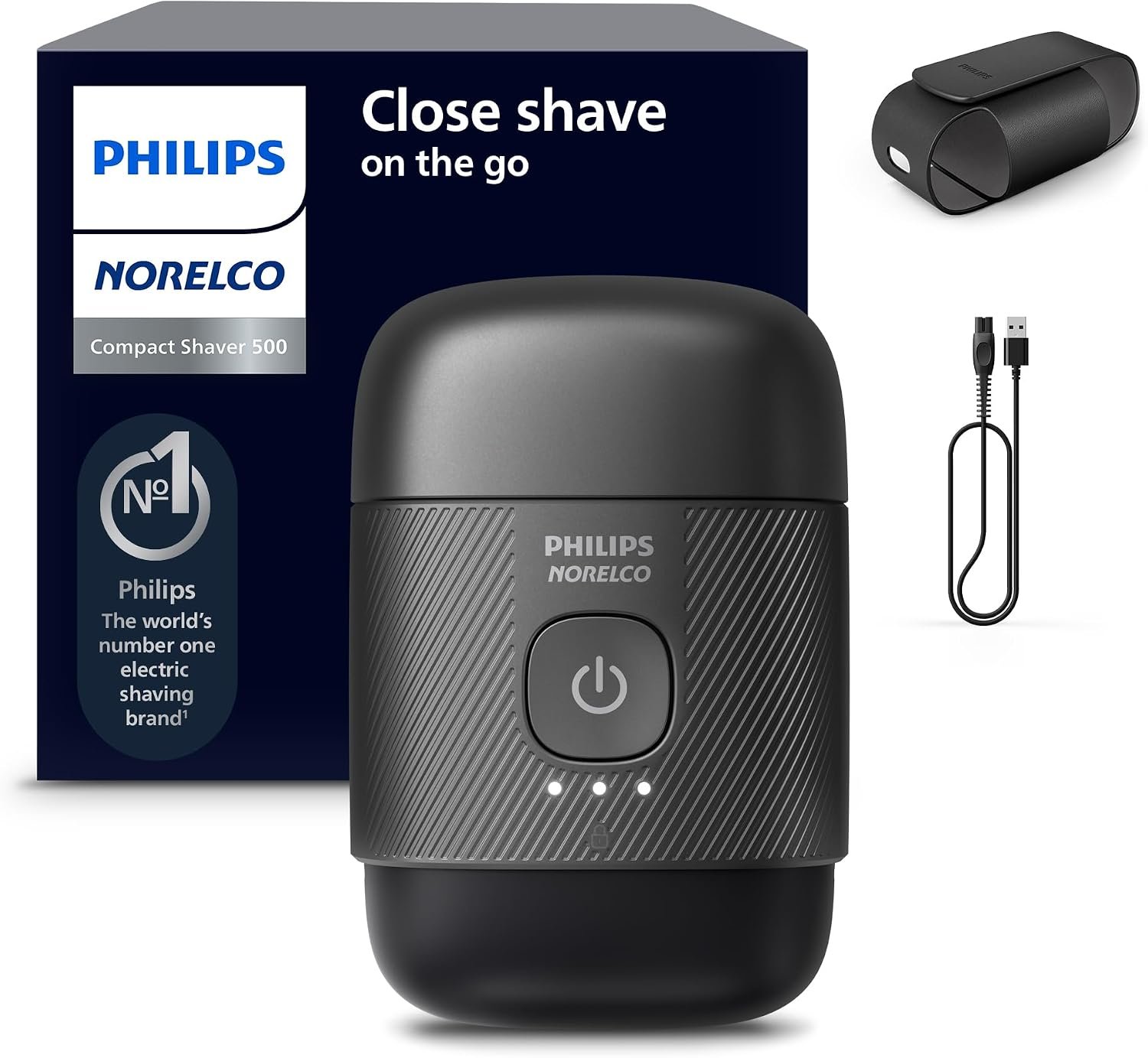 Philips Norelco 500 Series Compact Electric Travel Shaver, Black