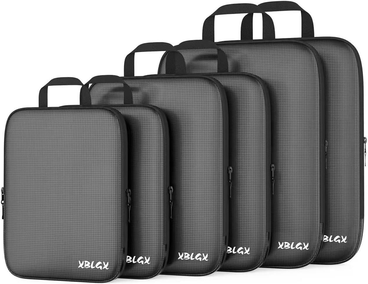 XBLGX 6 Set Compression Packing Cubes for Travel, Suitcases and Carry On, Luggage Organizer Bags for Travel Accessories