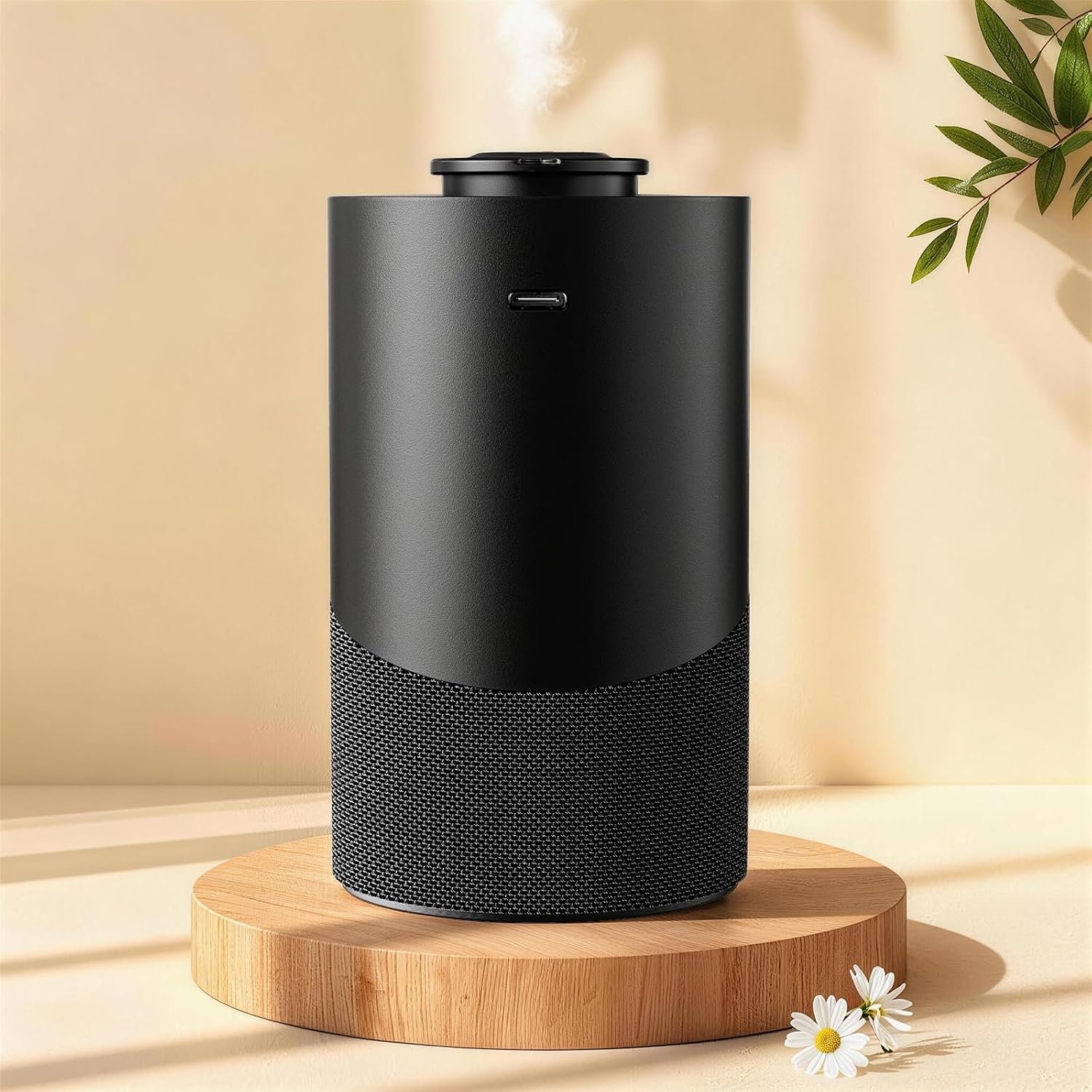 Waterless Essential Oil Diffuser for Home (Aluminum Alloy & Fabric) – Cordless Car Scent Diffuser with 3 Timer & 3 Mist Levels – 2000mAh Battery Operated Scent Air Machine for Room Office Hotel, Black