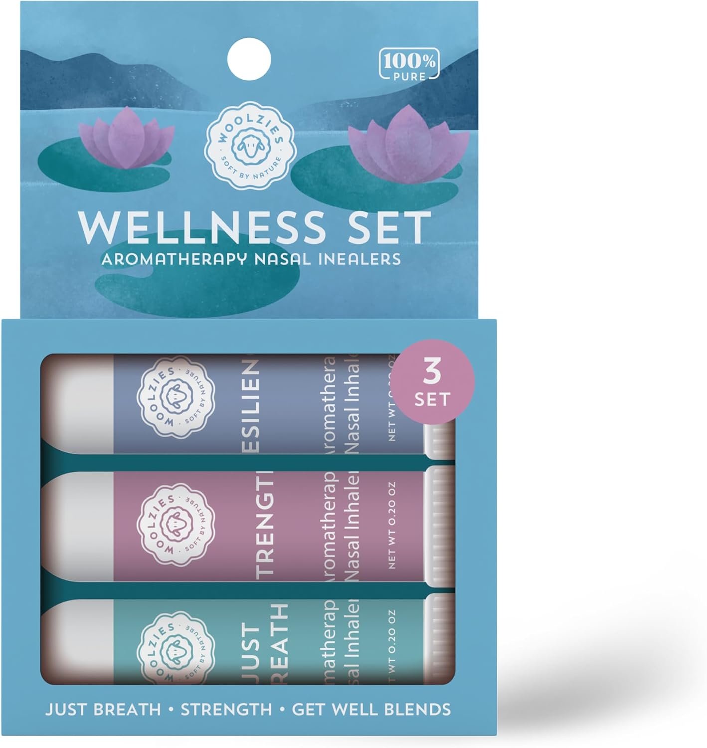 Aromatherapy Nasal Inhaler Sticks Collection – All-Natural Wellness Kit | Made with Undiluted Essential Oil Blends for Overall Well-Being (3 Pack, Wellness)