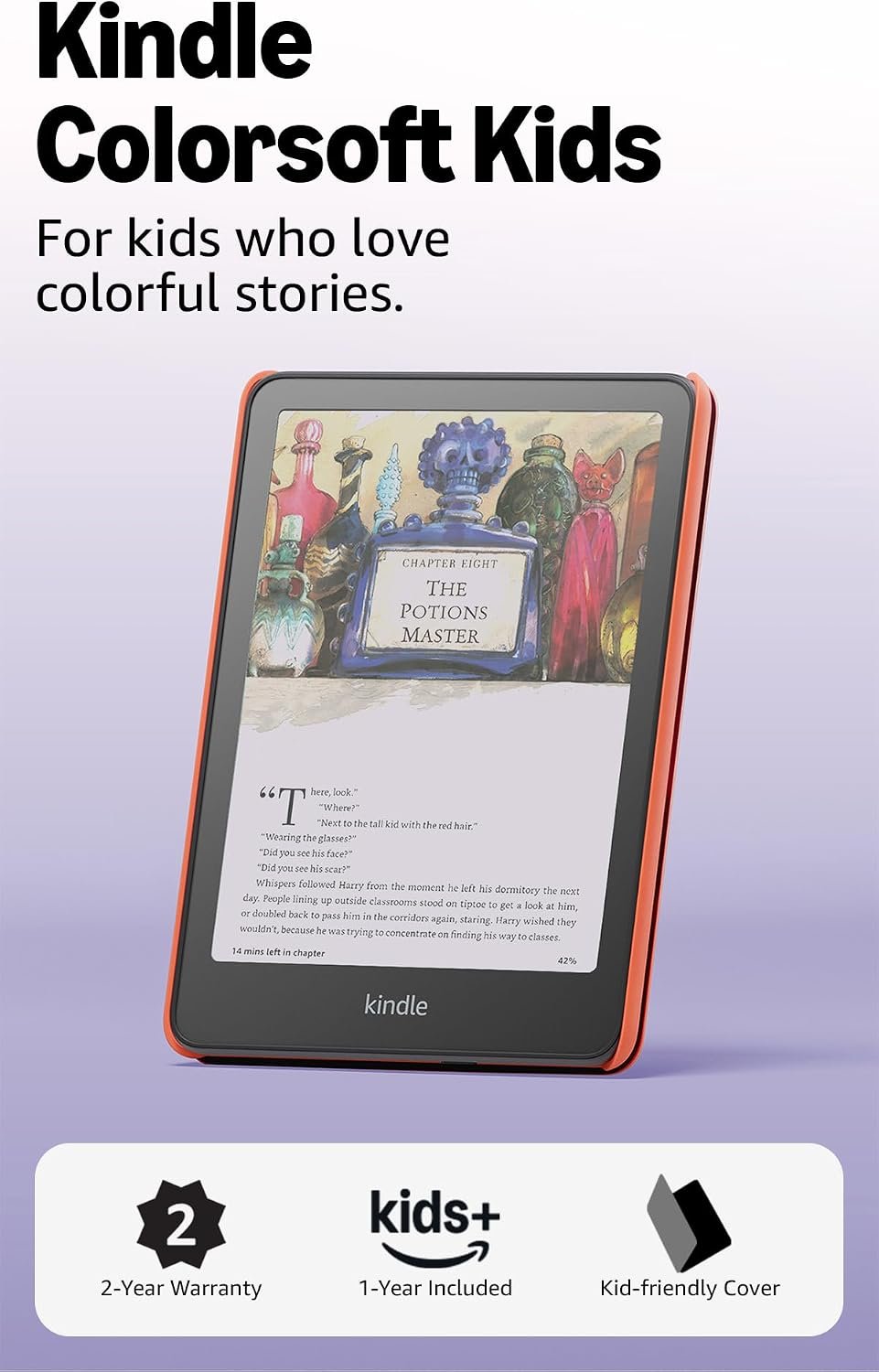 Amazon Kindle Colorsoft Kids 16 GB (newest model) – Lightweight, compact, and designed for reading—no apps, videos, or games. – with cover, Starlight Reading