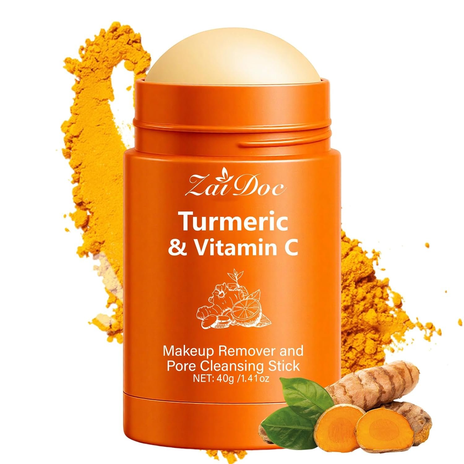 1 Packs Pore Cleansing Makeup Remover Stick, Turmeric & Vitamin C Formula for Sensitive Skin, Gentle Make Up Melting Cleanser & Waterproof Mascara Remover, Travel-Friendly, 1.41 Oz