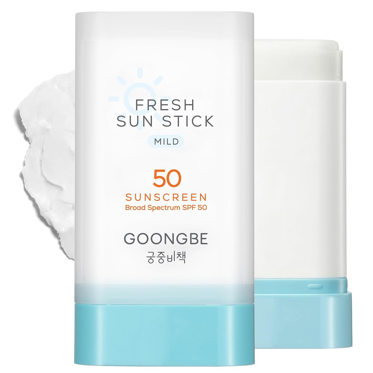 GOONGBE Fresh Sun Stick Mild SPF 50 – No White Cast Zinc Oxide Mineral Sunscreen Stick Balm – Non Greasy Soft Matte Finish – Travel Friendly for Babies, Kids & Adults – Vegan, 0.81oz.