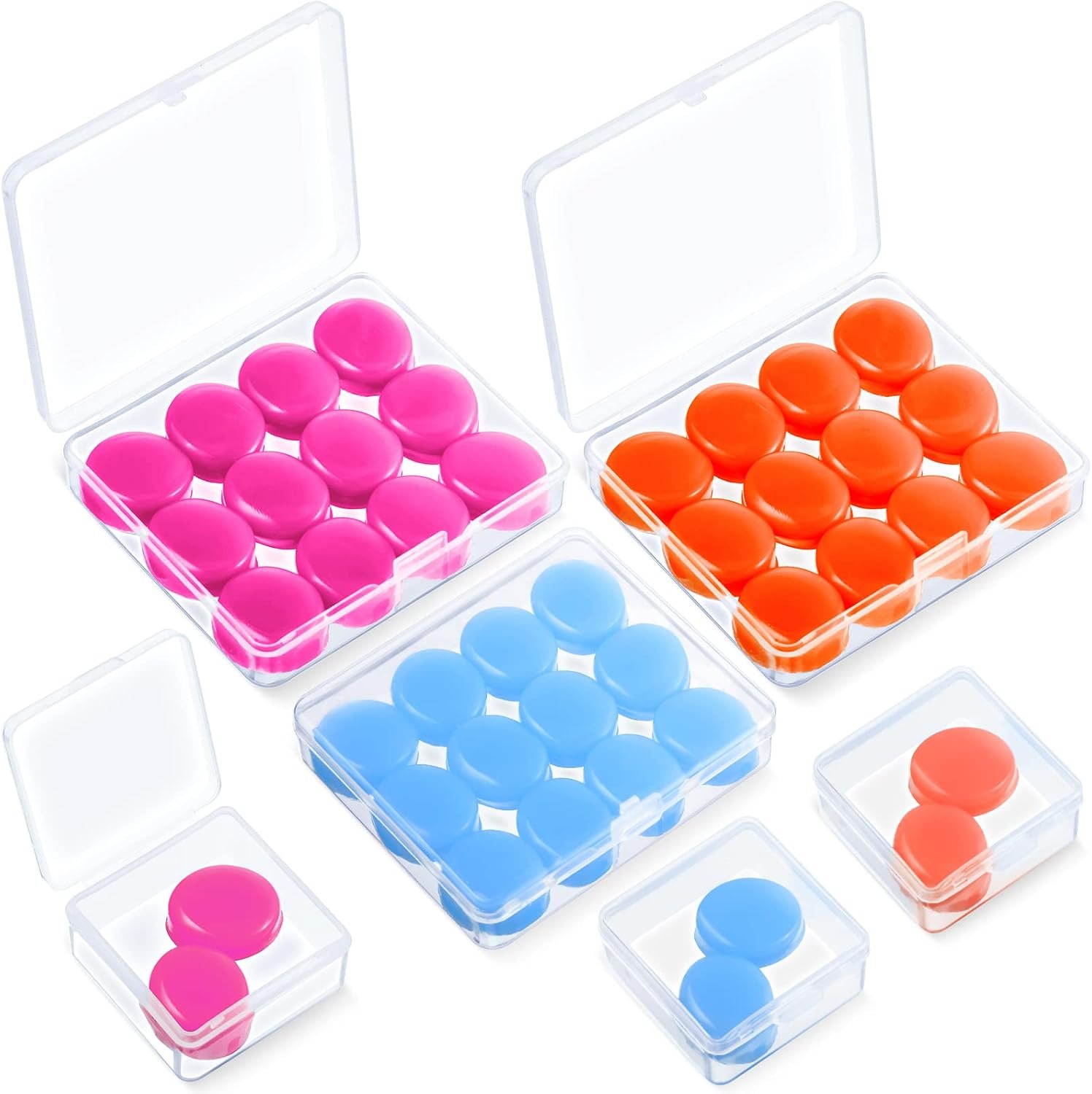 Frienda 21 Pairs Silicone Ear Plugs for Sleeping,Blue, Orange, Rose Red