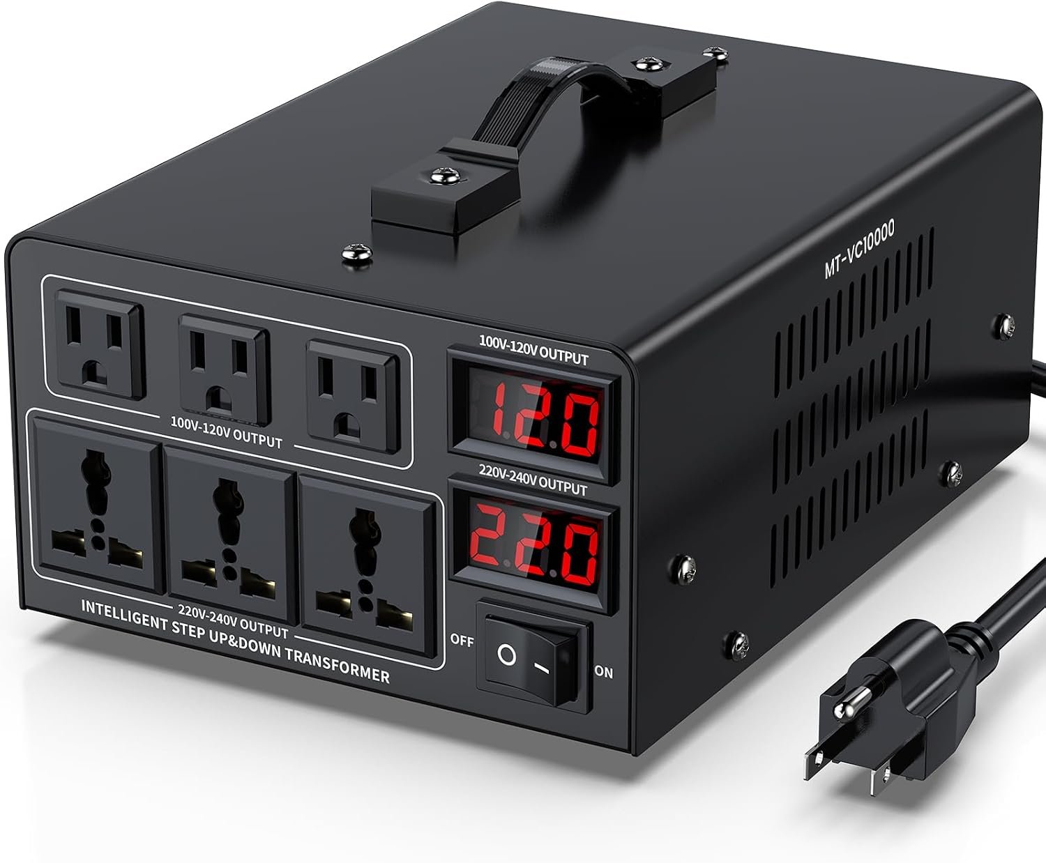 10000W Voltage Converter Transformer(110V to 220V or 220V to 110V) Step Up/Down Converter 110/120 Volt – 220/240 Volt w/US Power Cord,Circuit Breaker Protection, LCD Screen Display