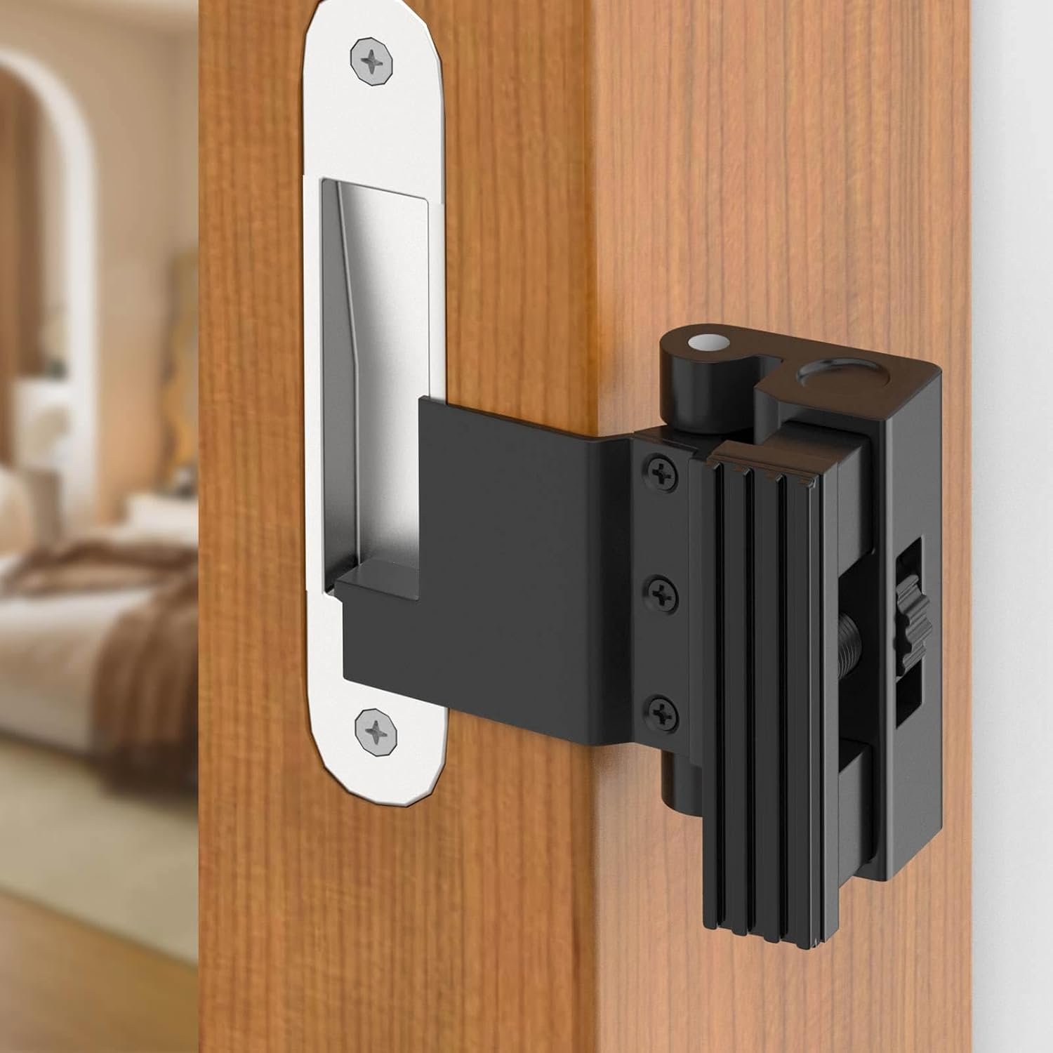 Upgraded Portable Door Lock for Travel & Home – No Drill Adjustable Security Lock for Inward Swing Doors, Fits Apartments & Hotels, Withstands 800lbs Force (1, Black – Portable)