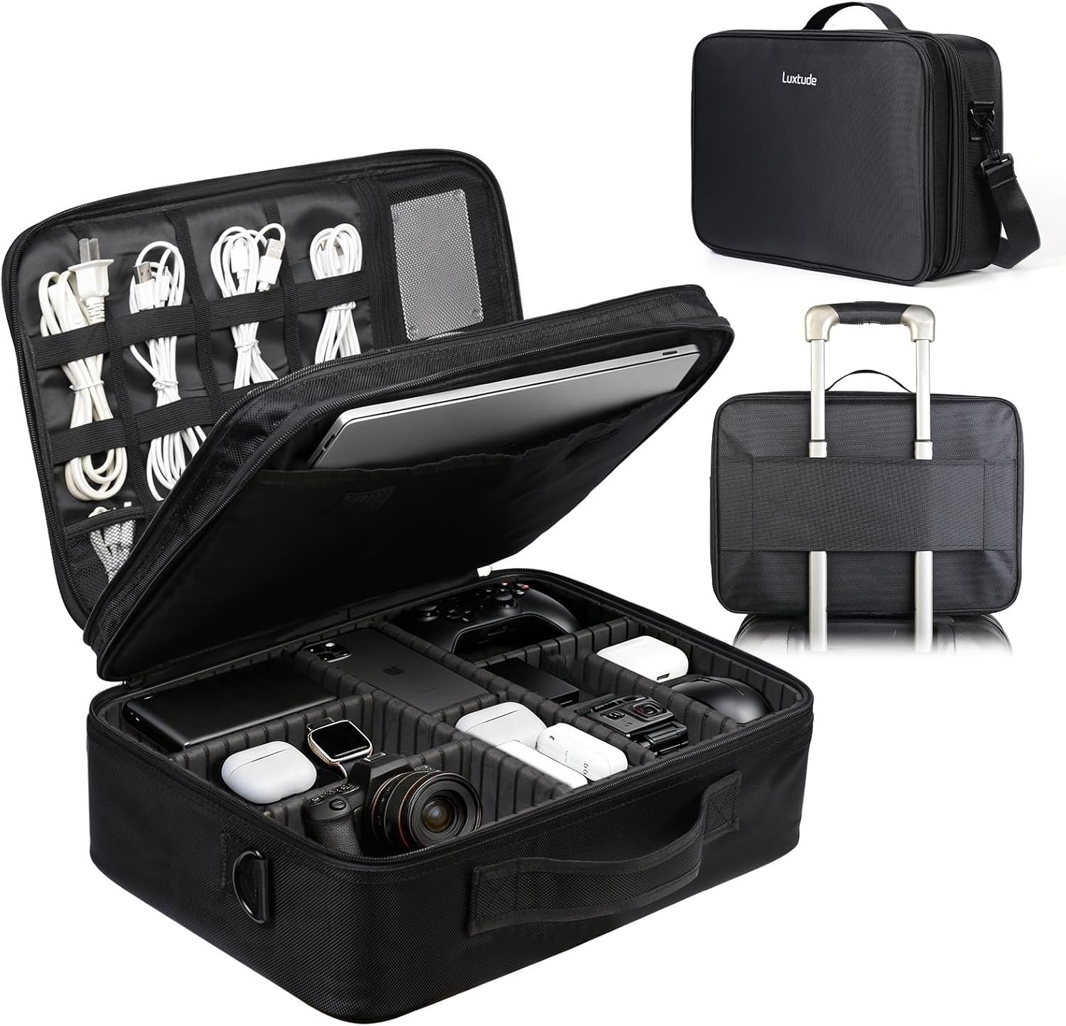 Luxtude Extra Large Electronics Organizer Travel Case, Cable Organizer Bag