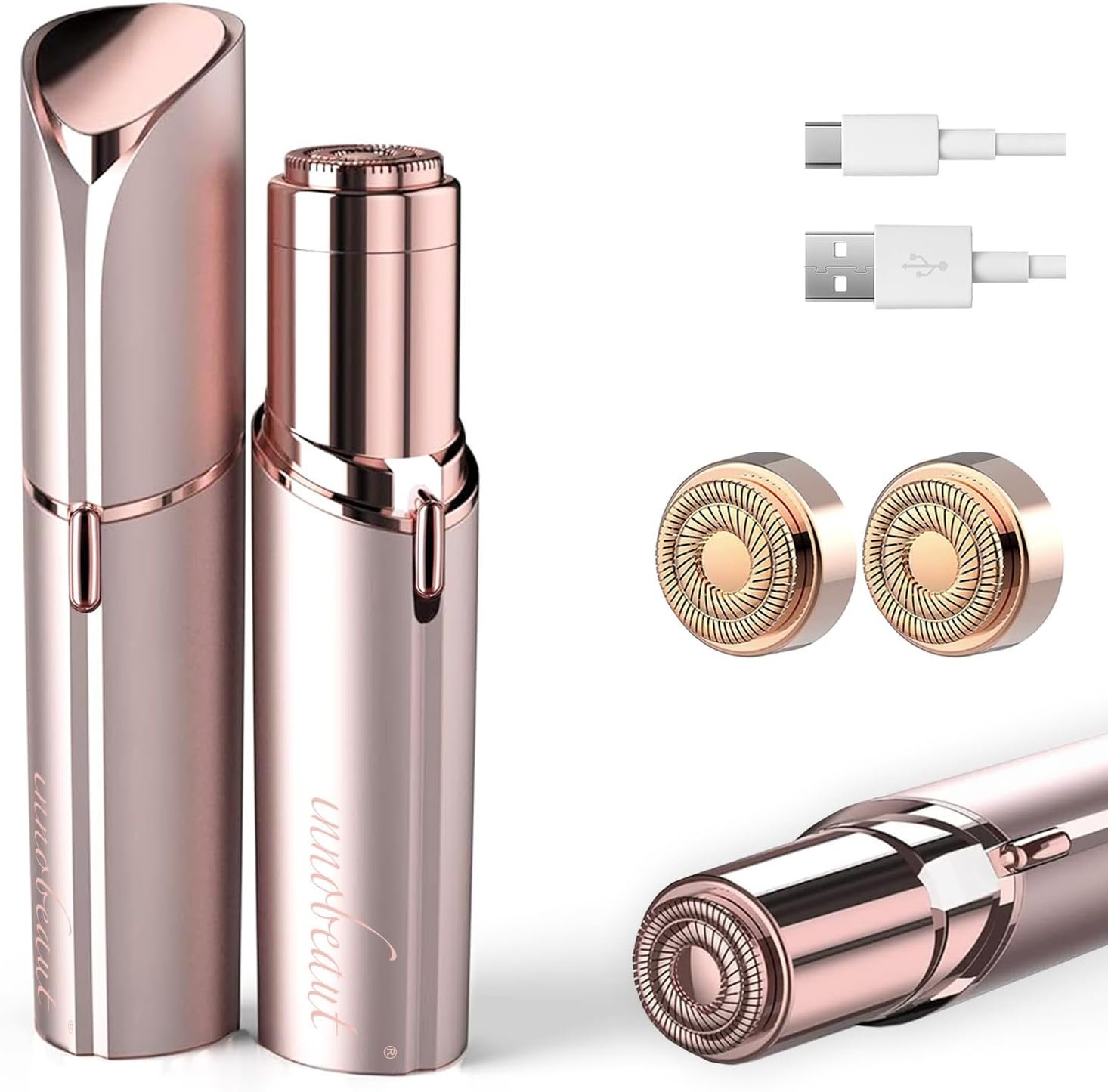 innobeaut Painless Facial Hair Remover for Women, Rechargeable, Rose Gold