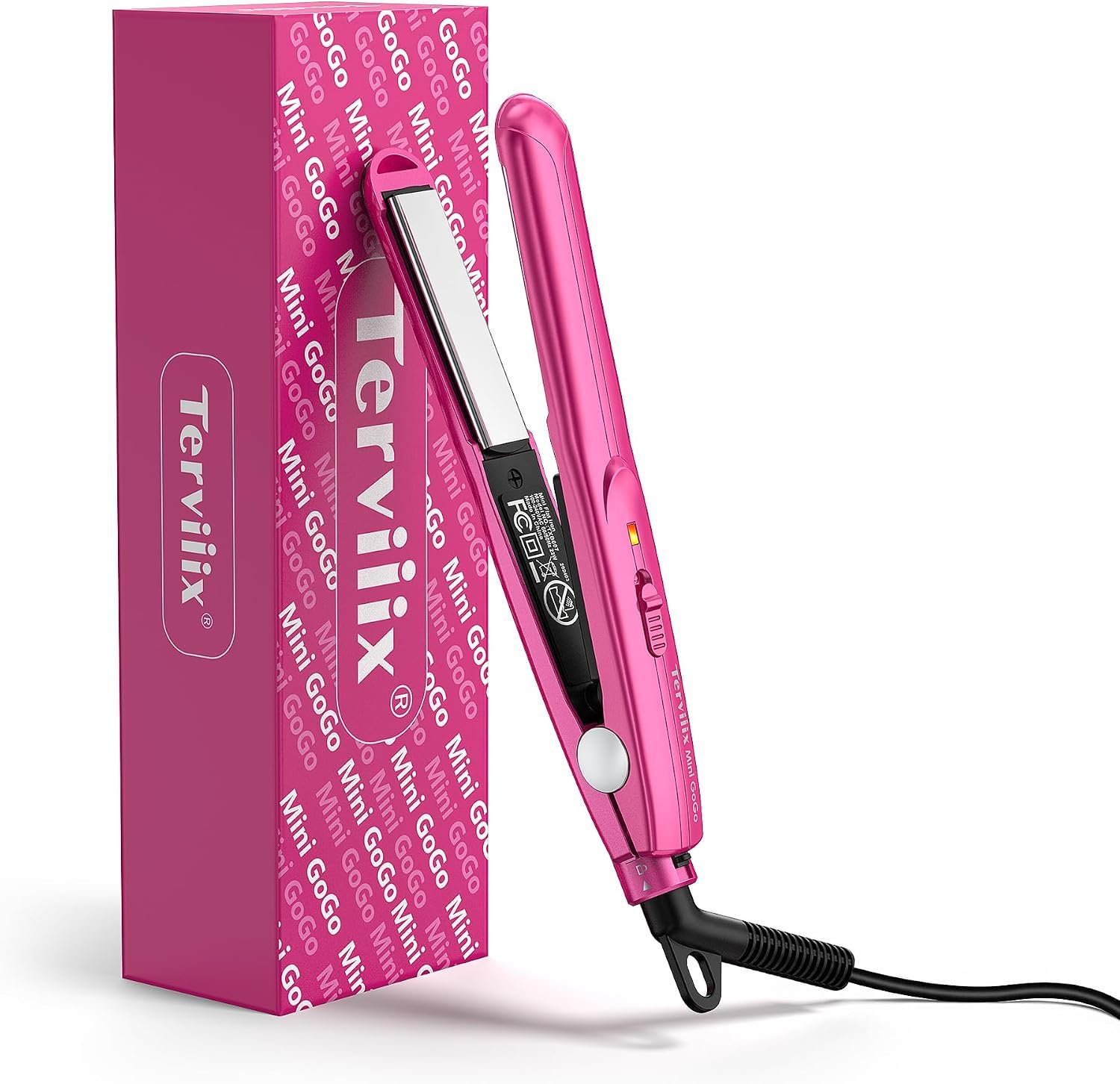 Terviiix Mini Flat Iron, 1/2 Inch Hair Straightener for Bangs Edges, Pink
