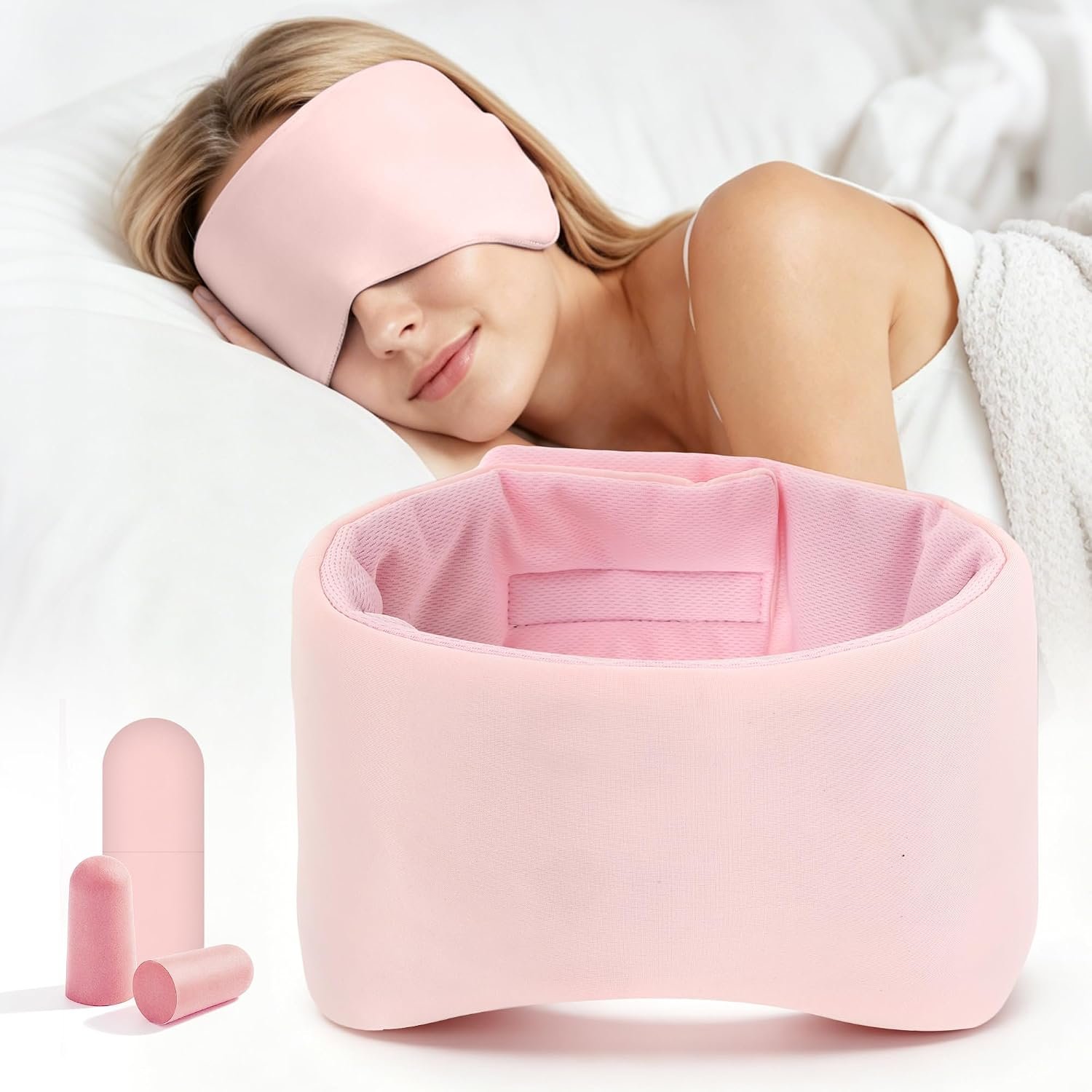 Weighted Sleep Mask for Women Men, Eye Mask for Sleeping with Ear Cover