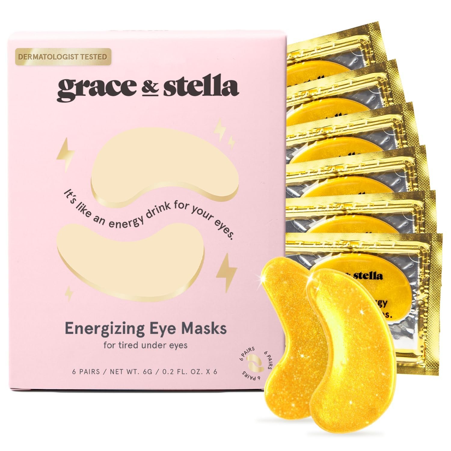 grace & stella Award Winning Under Eye Mask – Teen Gifts, Gel Eye Patches for Dark Circles, Puffy Eyes, Wrinkles, Undereye Bags, Travel Gifts for Women – Vegan, Self Care (6 Pairs, Gold)
