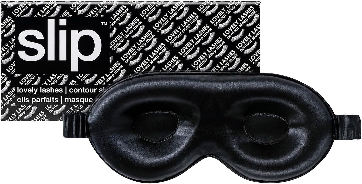 Slip Silk Contour Sleep Mask, Black – Lash-Friendly Design, Blocks Light