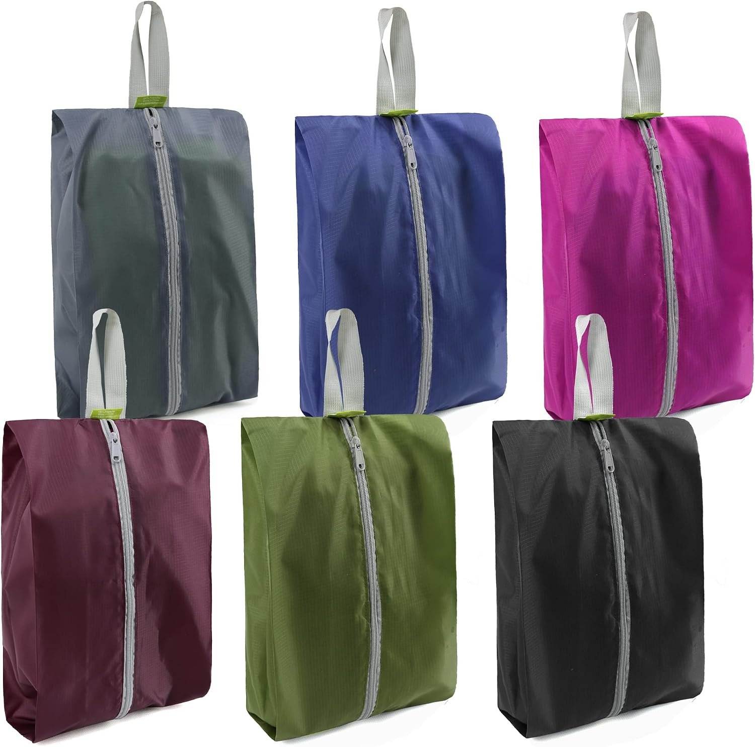 BeeGreen Travel Shoe Organizer with Zipper Closure | Shoe Bags for Travel, 6pcs Portable Packing Storage Organizer with Handle | Colorful Nylon Design for Dance Essentials, Gifts for Men and Women