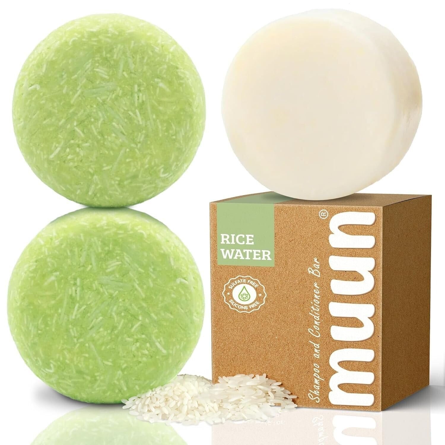 Muun Rice Water Shampoo and Conditioner Bar Thickening Sulfate Silicone Free