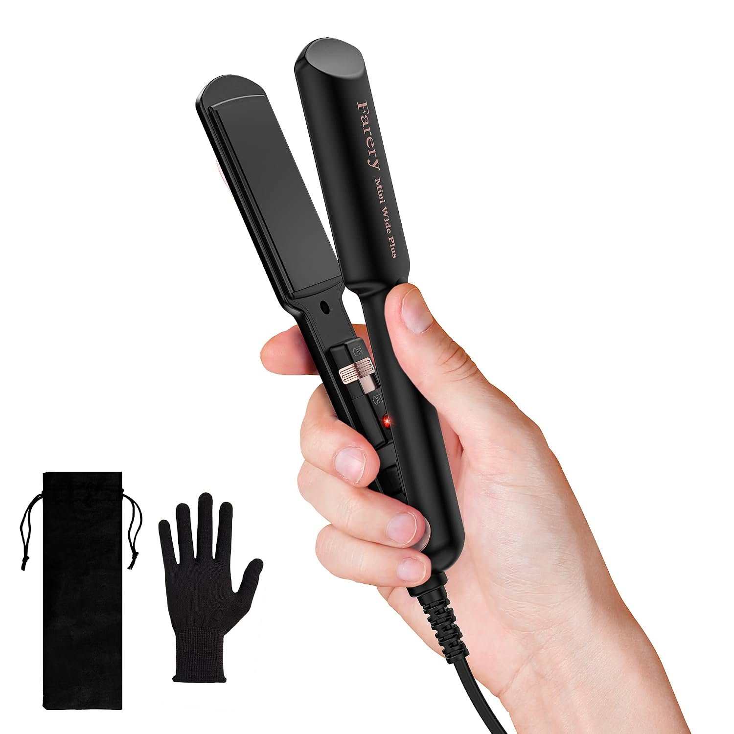 FARERY Travel Mini Hair Straightener, Portable 1.5 Inch Flat Iron, Black