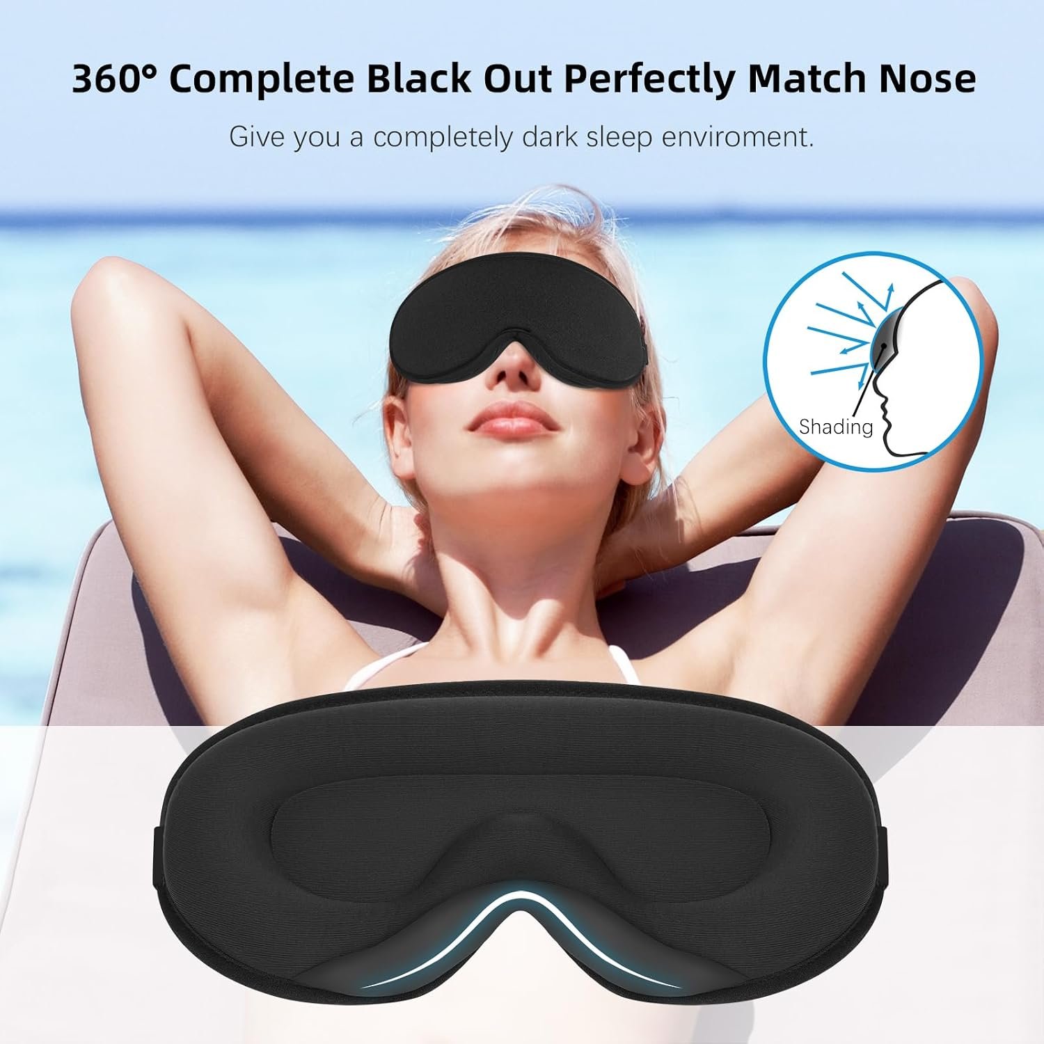3D Sleep Mask for Side Sleeper, Zero‑Pressure Light‑Blocking Blindfold