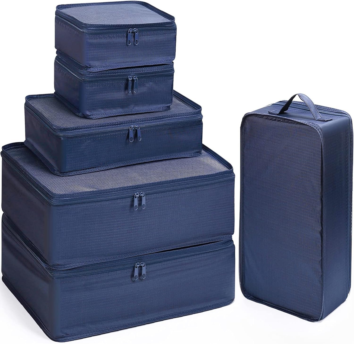 Mossio 6 Set Packing Cubes with Shoe Bag – Lightweight Travel Luggage Suitcase Organizers