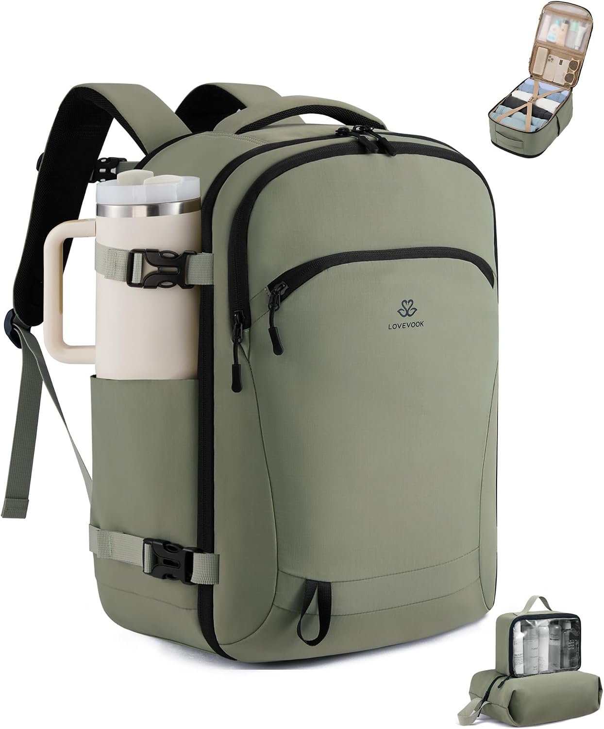 LOVEVOOK 40L Travel Backpack for Women, Airline Approved Carry On Backpack