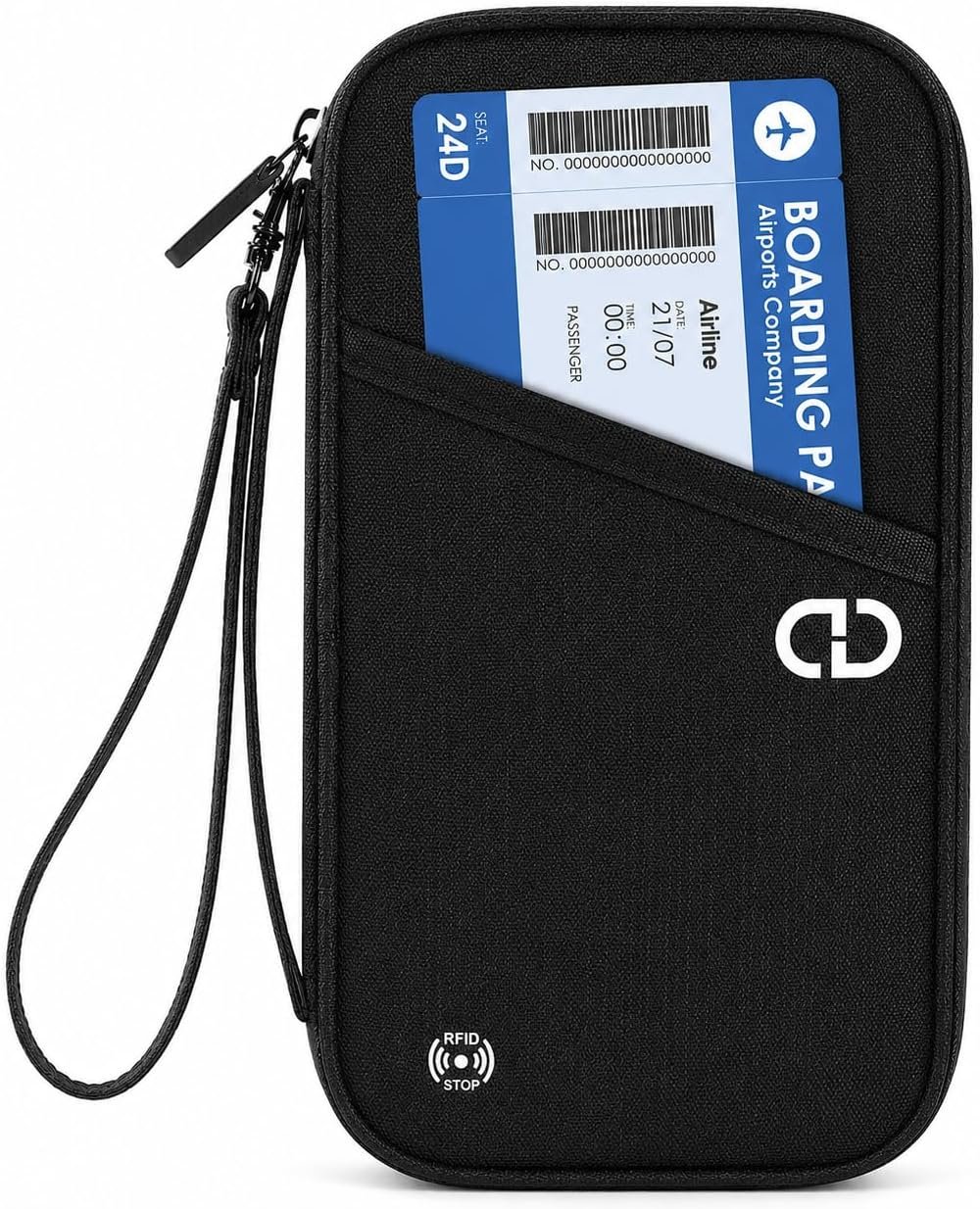 Travel Passport Holder – Family Passport Wallet Holder, Lightweight Portable Travel Document Organizer Passport Card Cover with Zipper Pocket (Black)