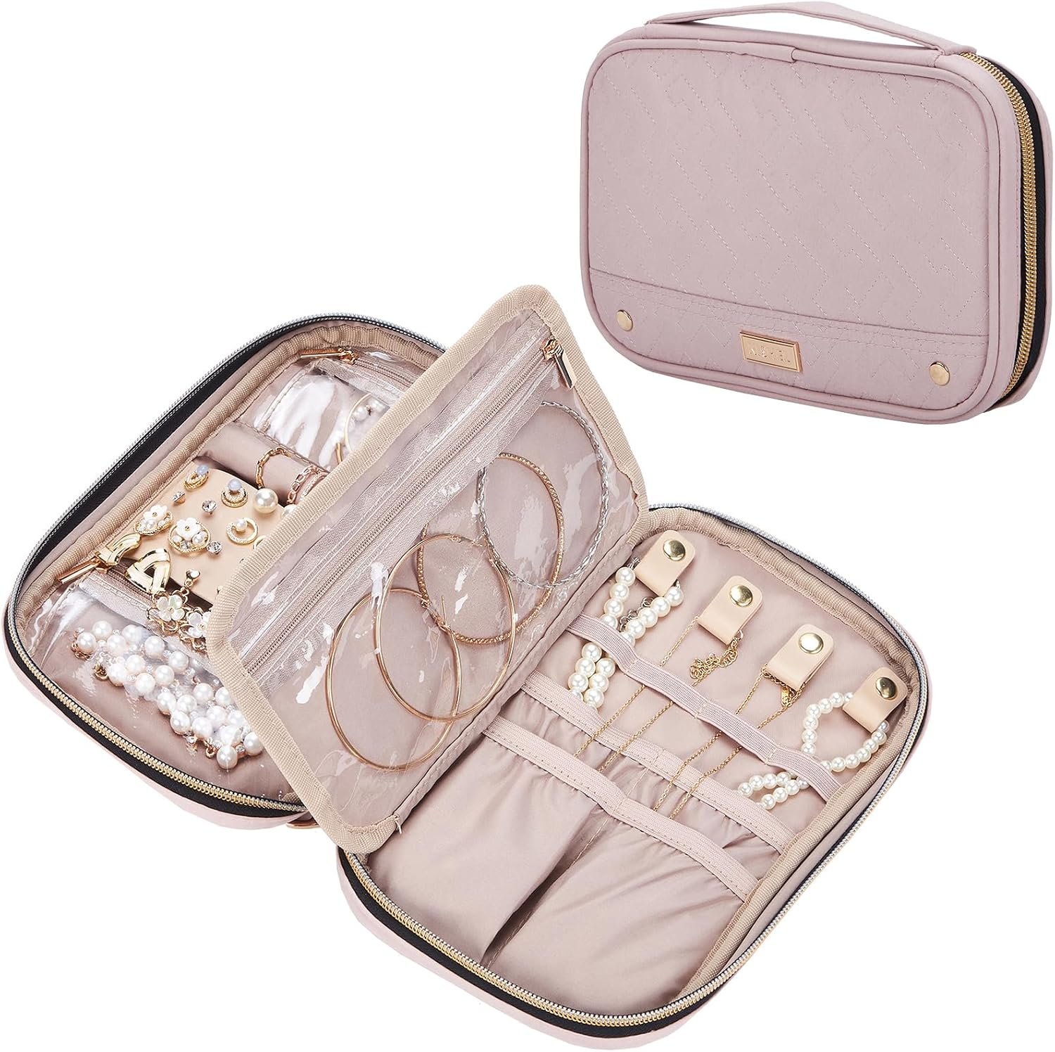 NISHEL Travel Jewelry Case Organizer, Tangle-Free Necklace Storage Bag
