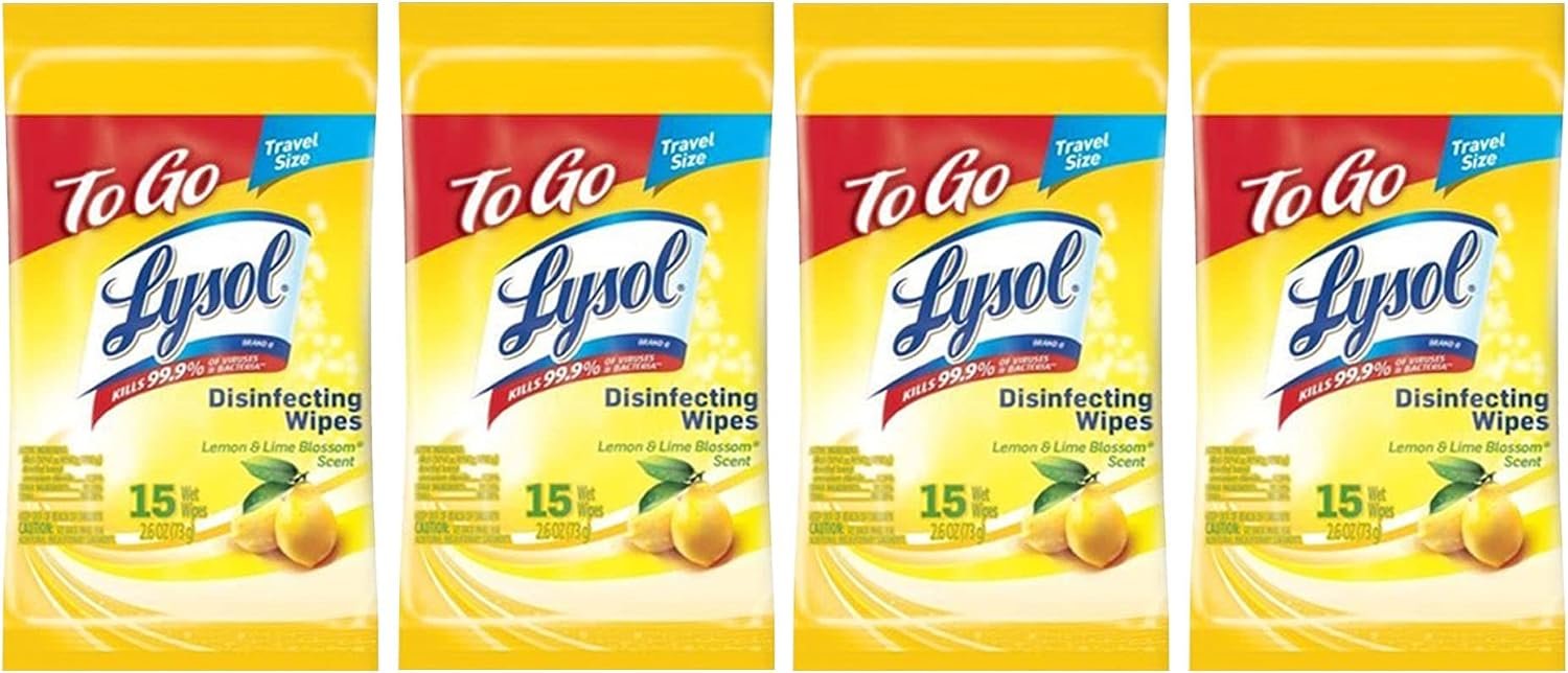 LYSOL Disinfecting Wipes – Lemon & Lime Blossom To-Go Flatpack 15 ct. (Pack of 4)
