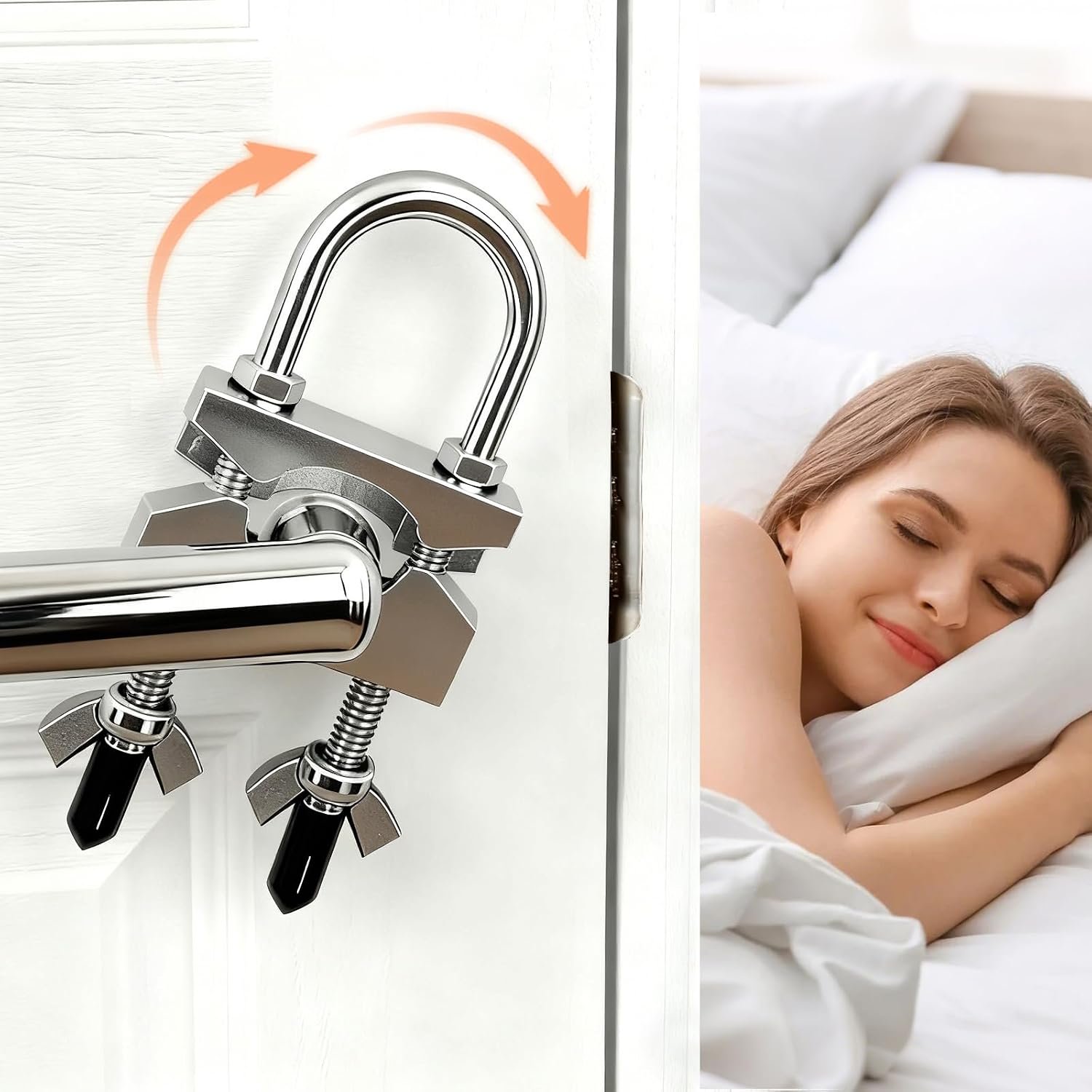 Portable Door Lock for Travel, Heavy Duty Security Lock for Outward Opening Doors, Adjustable Stainless Steel Safety Device for Hotel Room/Home/Apartmen