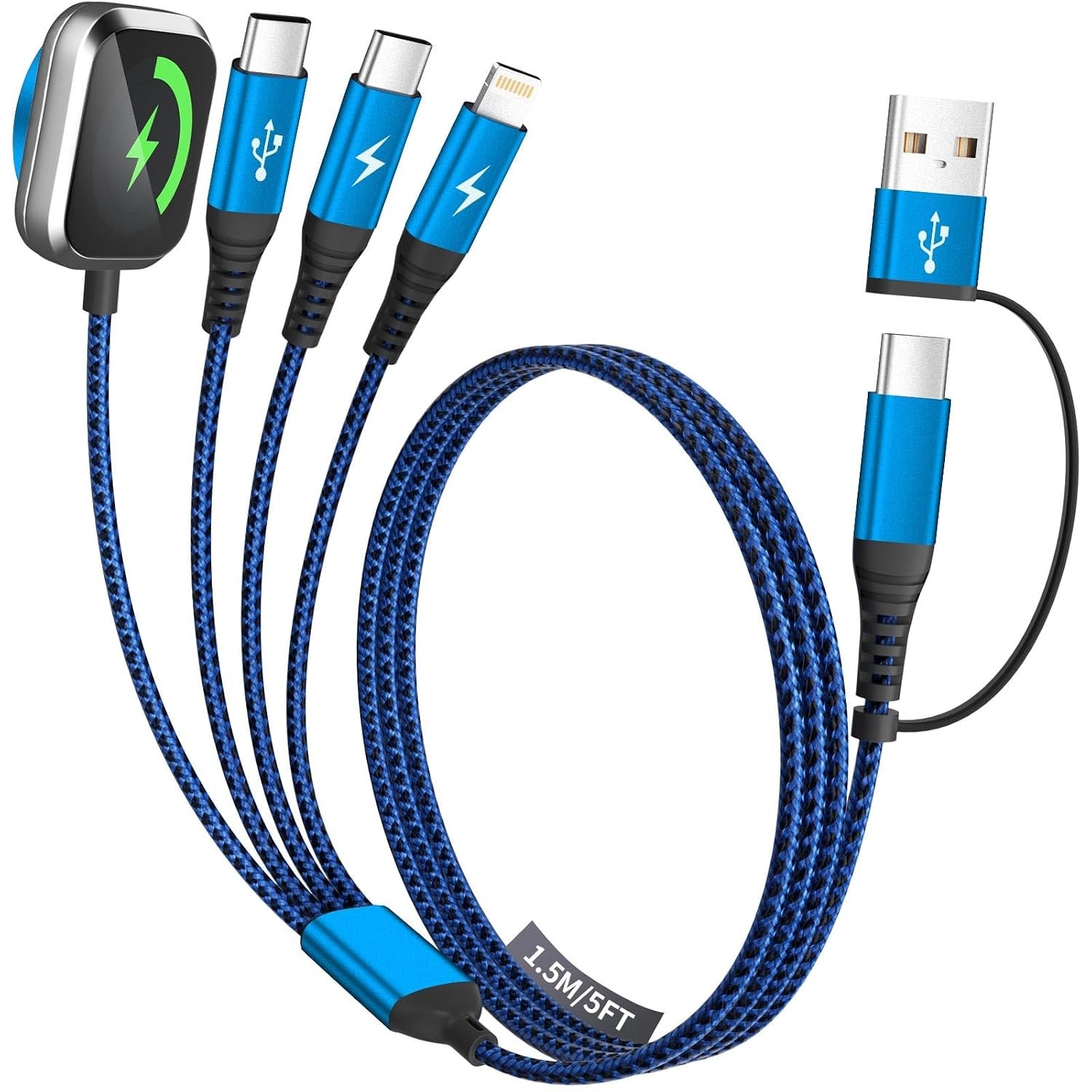 Multi Charging Cable for iPhone Watch Charger with Dual Type-C/IP/iWatch