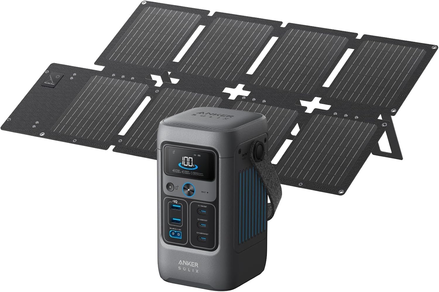 Anker SOLIX C200 DC Portable Power Station and 60W Solar Panel, 192Wh, 200W