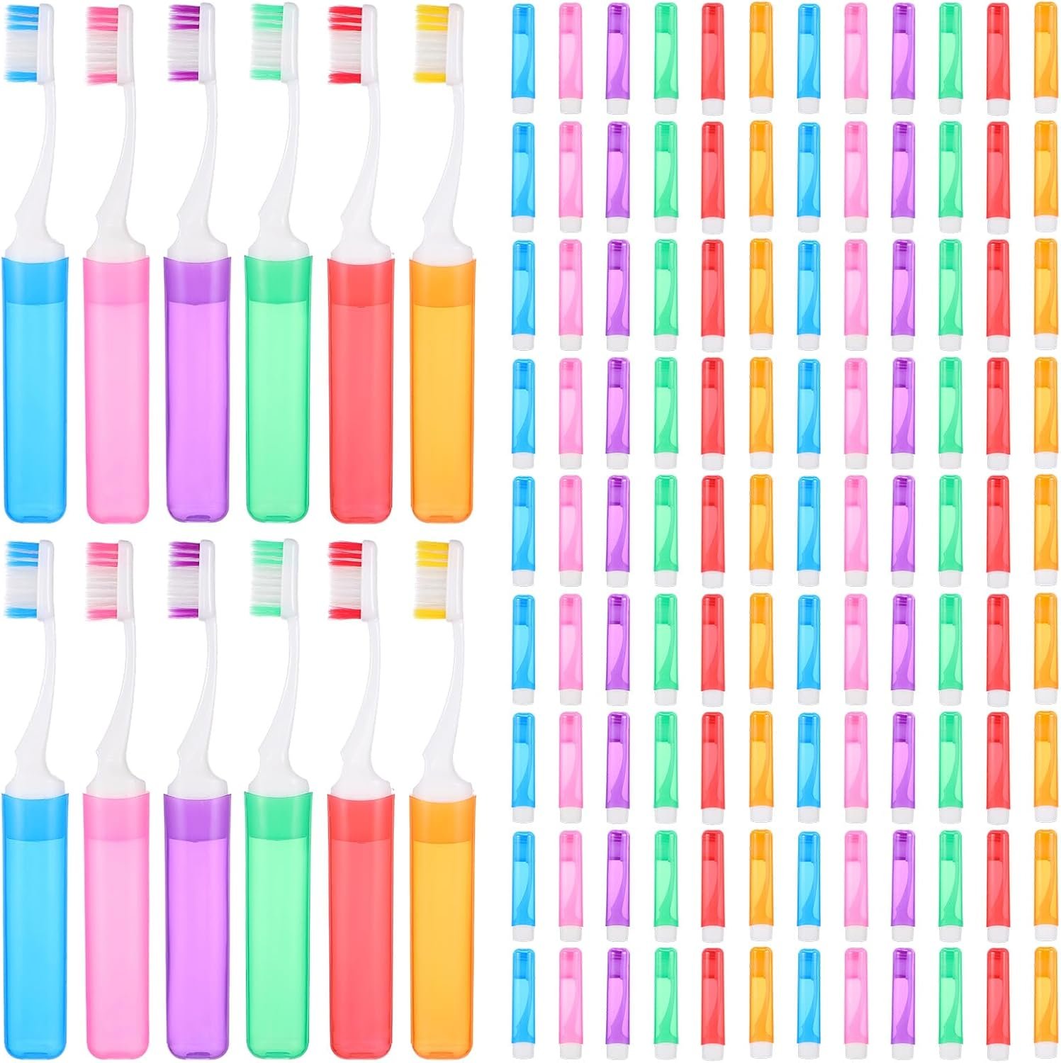 Molain 60 Pcs Folding Mini Toothbrush Travel Toothbrush, Portable Travels Size Toothbrushes Tooth Brush with Case, Bulk Toothbrushes Small Tooth Brush for Camping, Hiking, School, Home, Traveling