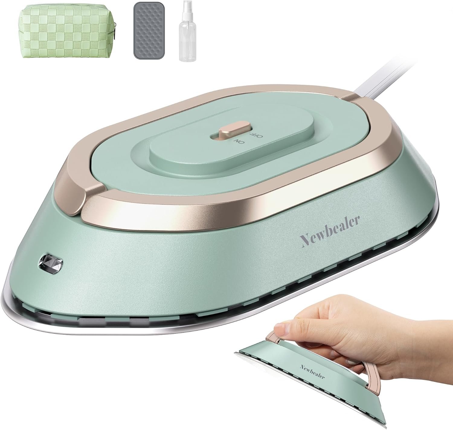 Newbealer Travel Iron Set, 100-240V Mini Dry Iron for Clothes (No Steam)