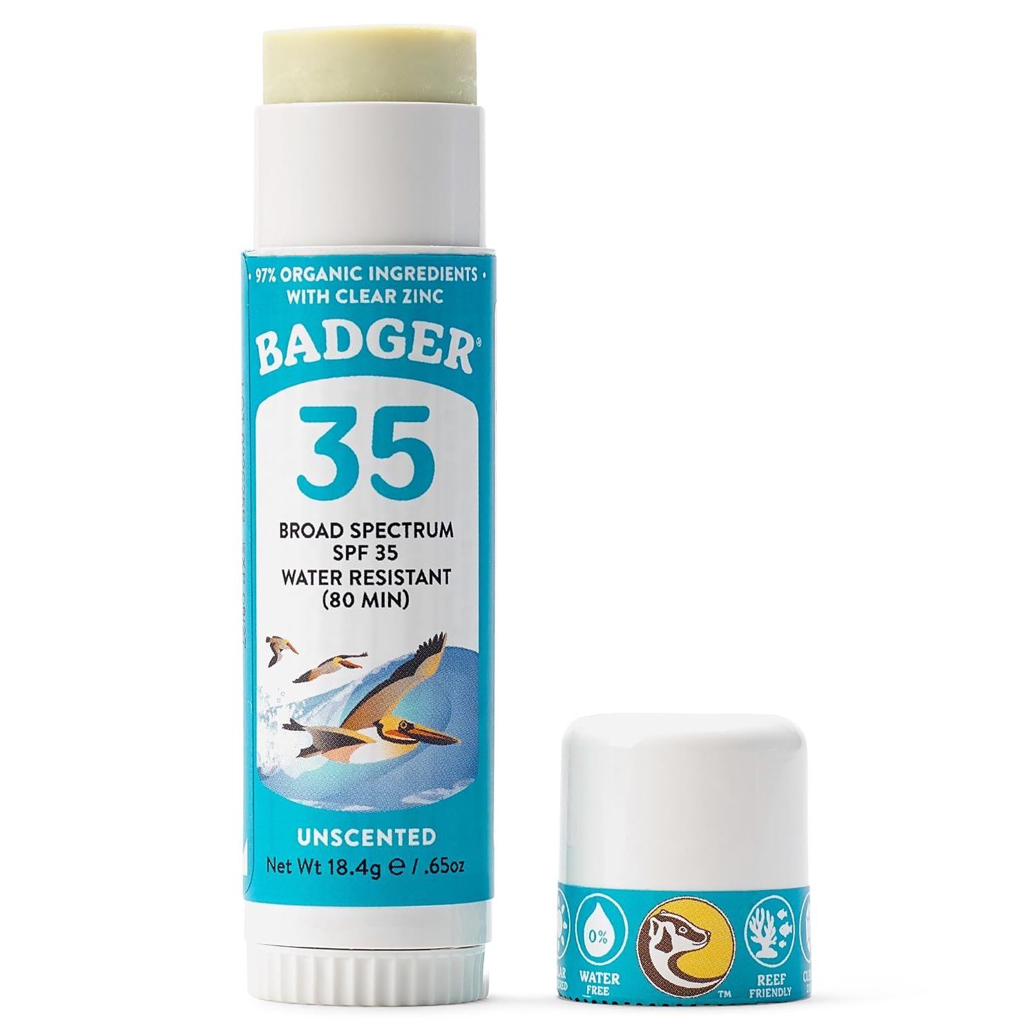 Badger Mineral Sunscreen Face Stick SPF 35, Reef Safe, .65 oz