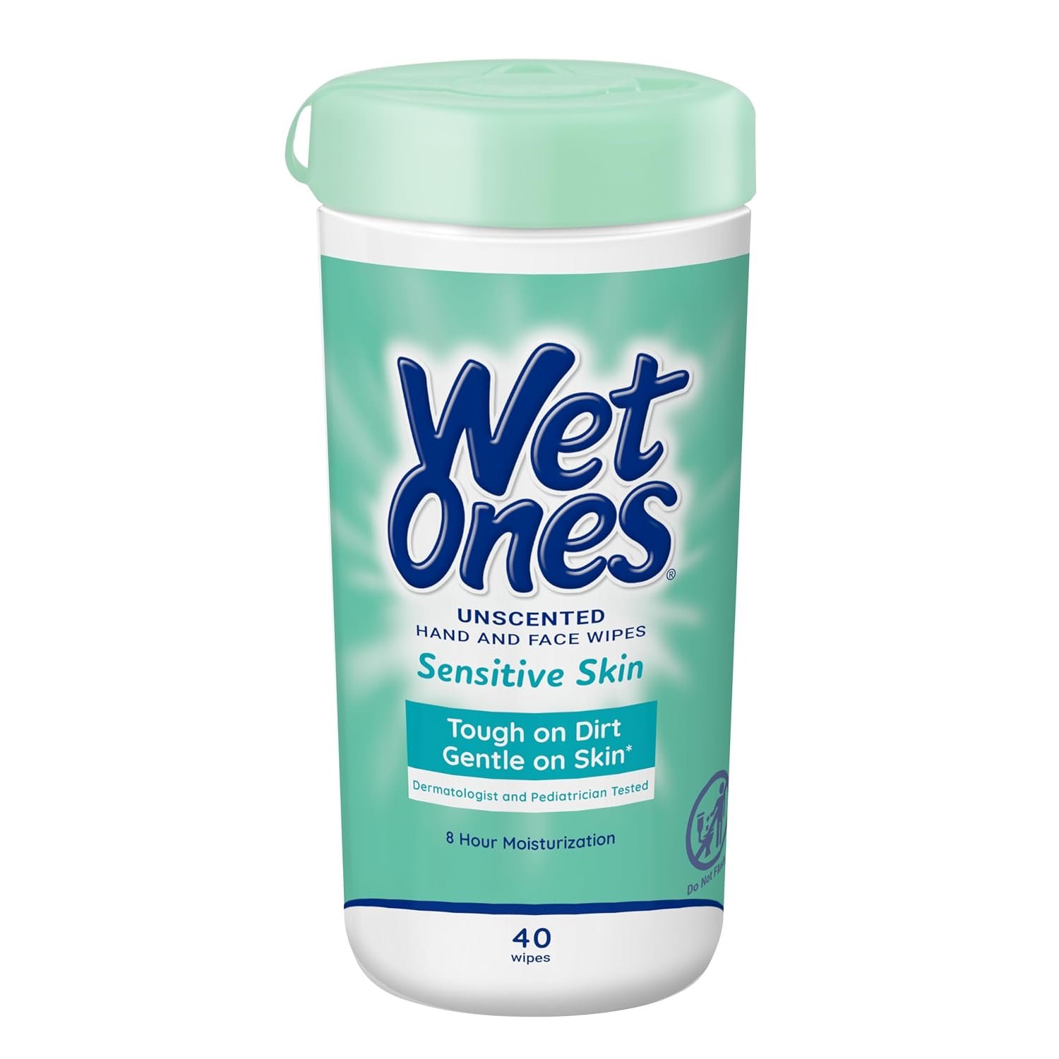 Wet Ones Hand Wipes, Sensitive Skin, Unscented, 40 ct Canister (1 Pack)