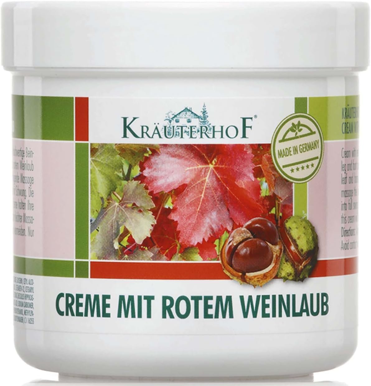 Krauterhof Horse Chestnut & Red Vine Cream for Varicose Veins, Aching Legs – 250ml, All Skin Types