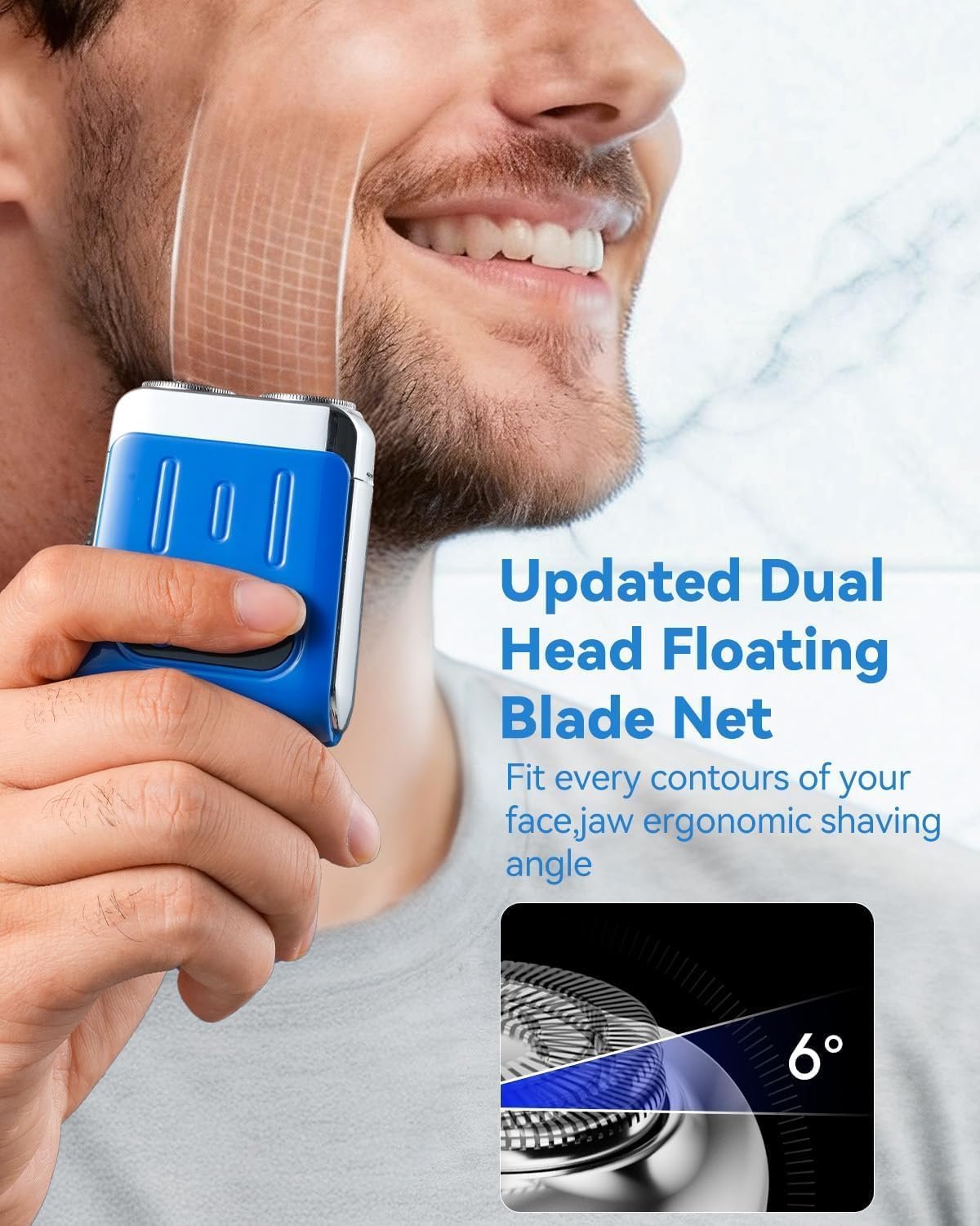 Mini Electric Shaver for Men – USB C Fast Charge Portable Small Shavers with LED Display – IPX7 Waterproof Wet and Dry Travel Electric Razor Dual Head Pocket Shaver for Beard Face