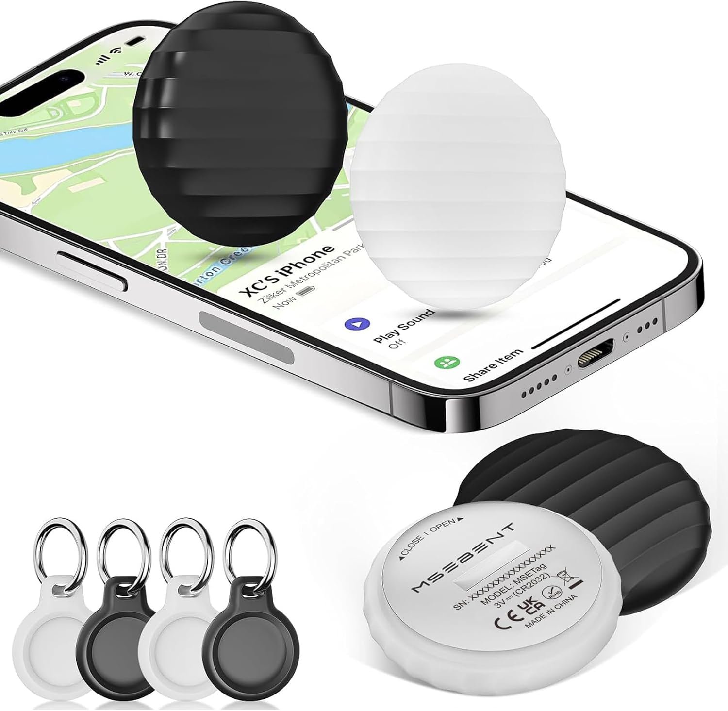 Tracker Tag (4 Pack) – Apple MFi Certified & IP67 Waterproof | Works with Apple Find My Network (iOS) to Track Keys, Wallet, Luggage & More