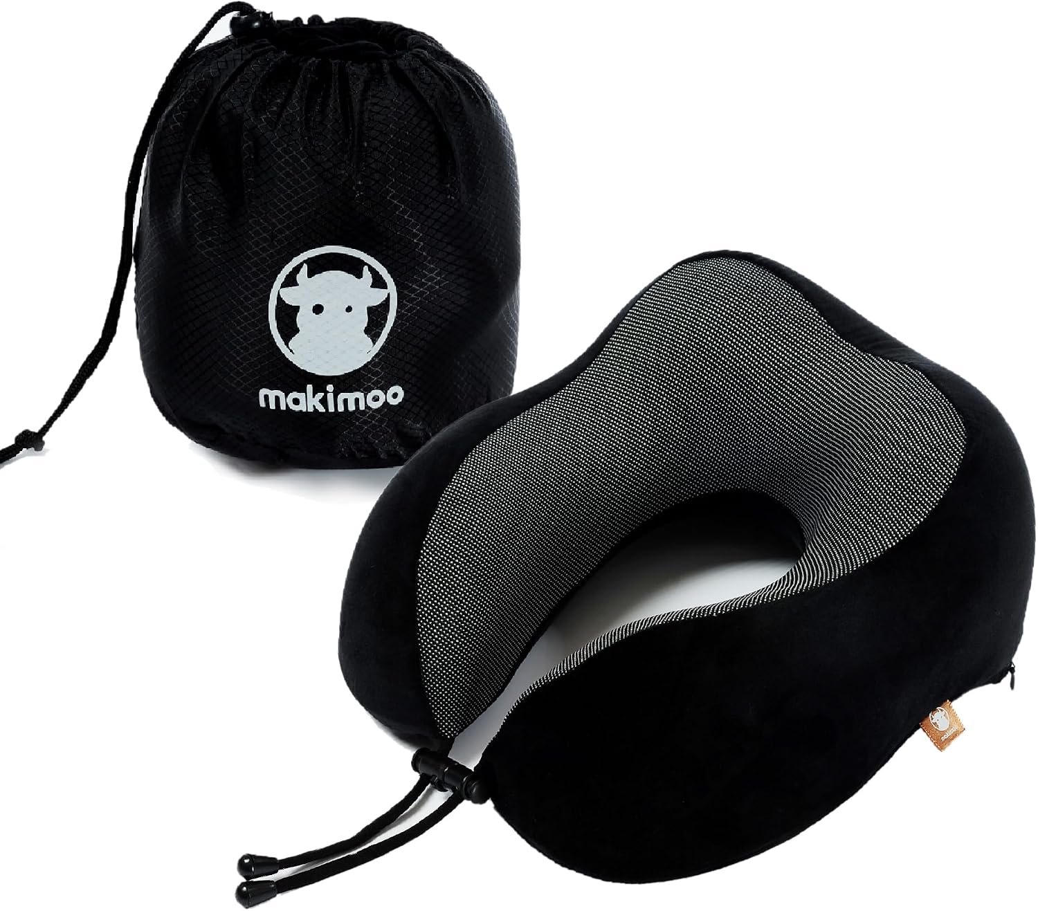 Memory Foam Travel Pillow, Neck Pillow with 360-Degree Head Support, Comfortable Ideal for Sleeping on Airplane, Car, Train, Bus and Home Use, Comes with Storage Bag (Black)