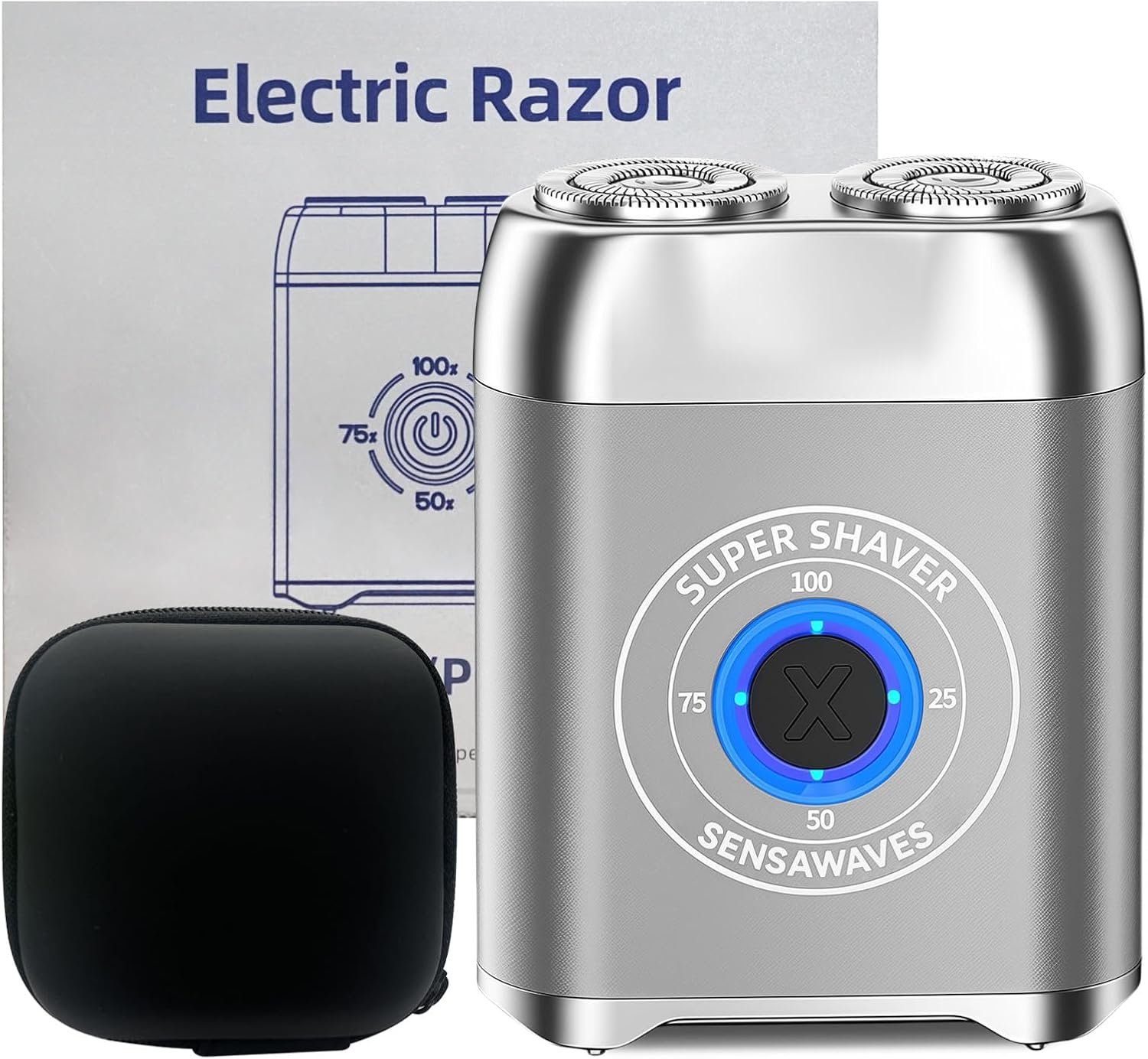 Mini Electric Shaver for Men, Alloy Portable Shaver for Face & Beard, IPX7 Waterproof Rechargeable Travel Razor with Detachable Head, Cordless Wet/Dry Shaving, Easy Cleaning