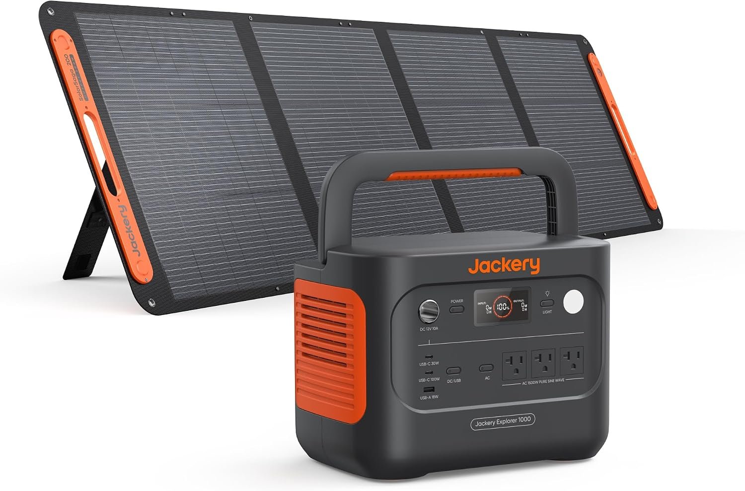 Jackery Solar Generator 1000 v2 and 200W Solar Panel,1070Wh,1500W AC