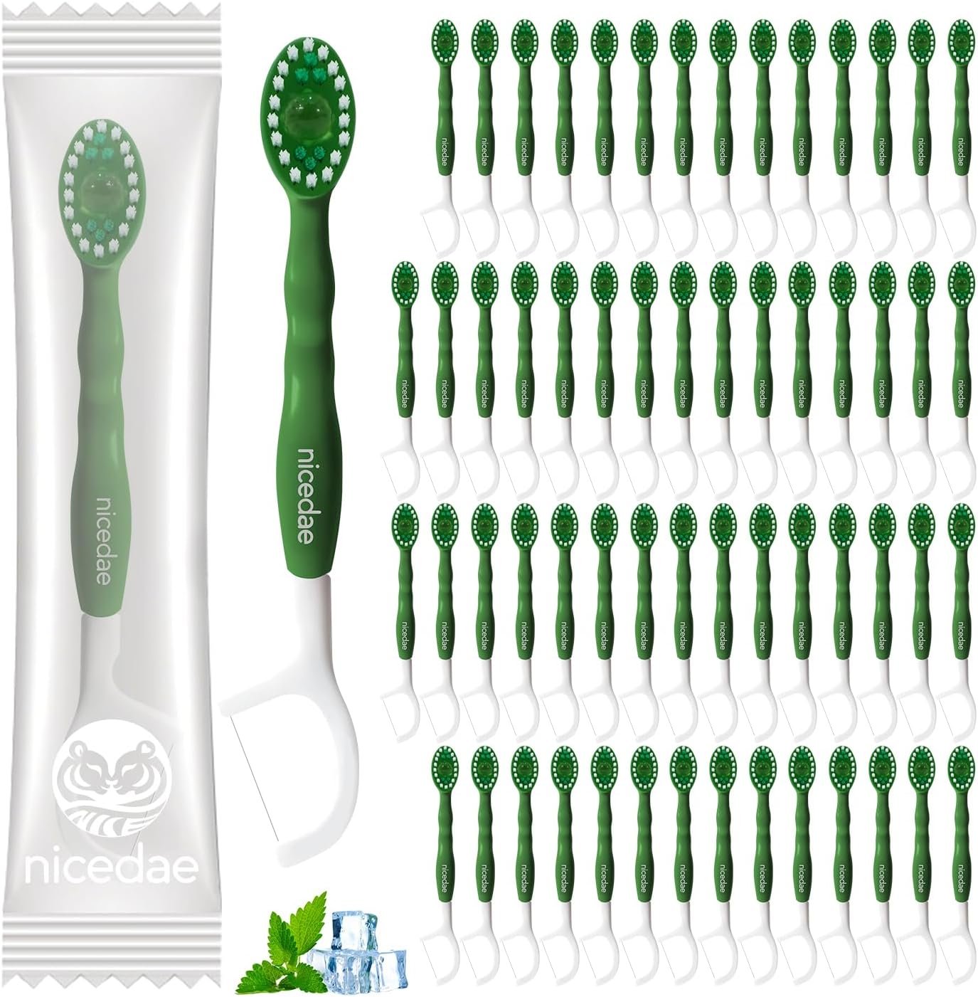 60Ct Disposable Mini Travel Toothbrush Bulk with Toothpaste