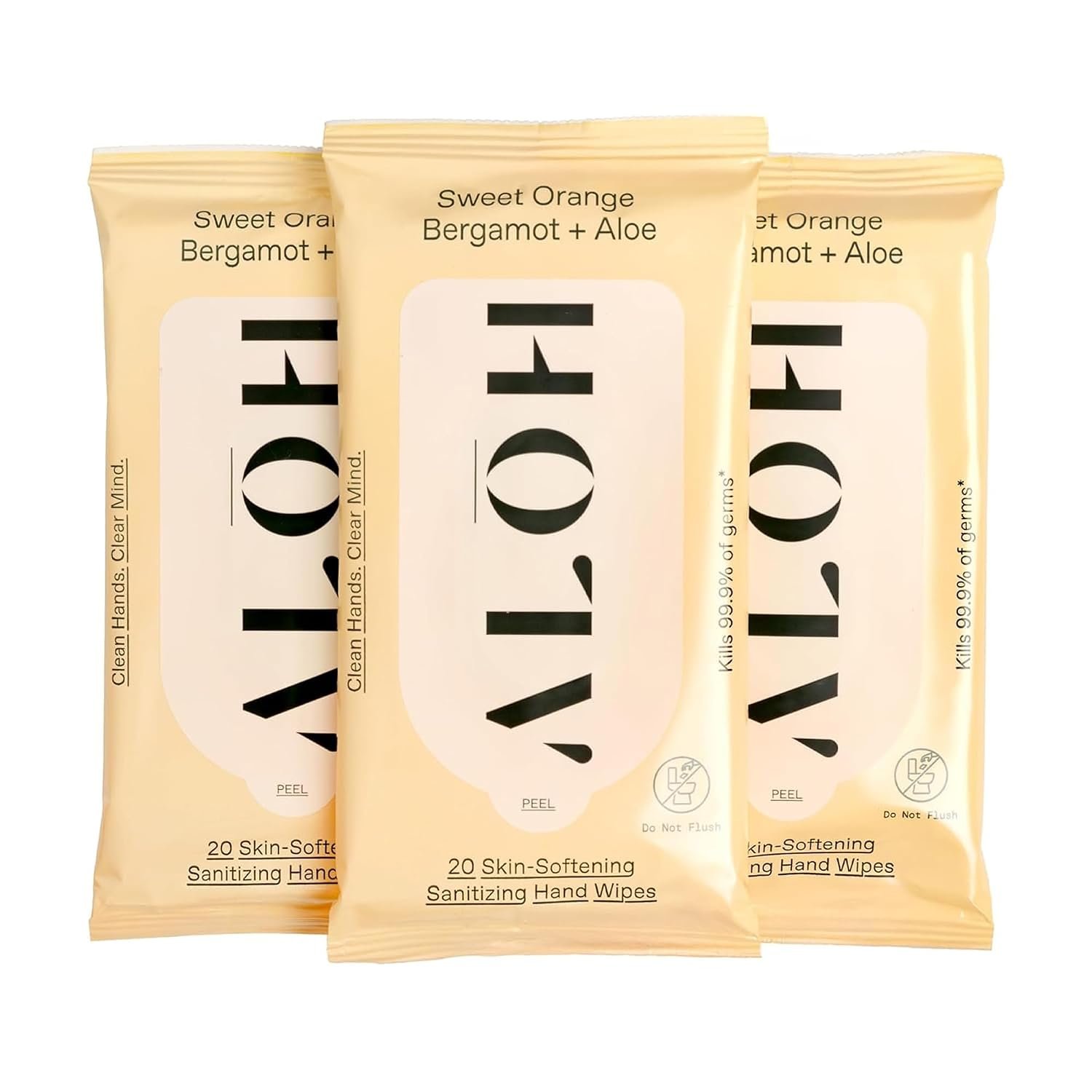 ALŌH Sweet Orange Bergamot + Aloe Hand Sanitizer Wipes, Travel Size