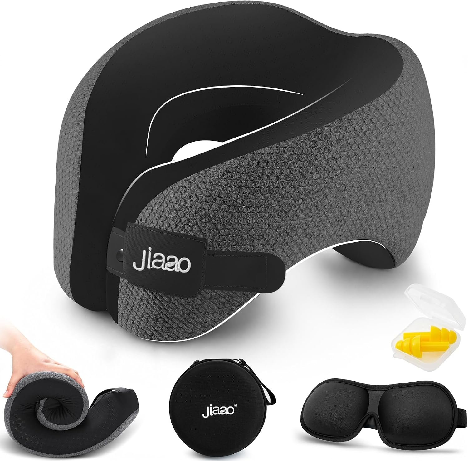 Ergonomic Travel Pillow,100% Memory Foam Travel Neck Pillow for Airplanes