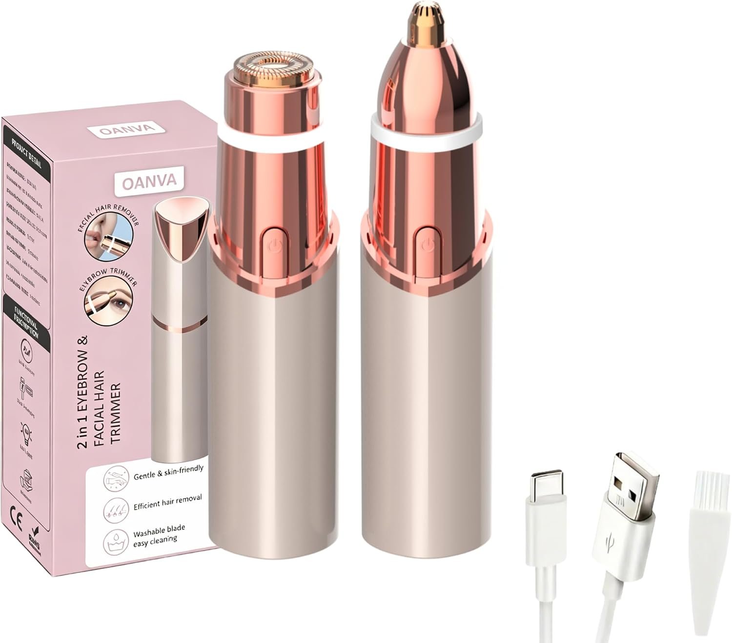 2 in 1 facial & eyebrow hair trimmer,Electric Eyebrow Trimmer, Lip Facial Body Hair Removal Tool, Facial Hair Care Tool, Electric Shaver Women, Eyebrow, Epilator Hair Remover