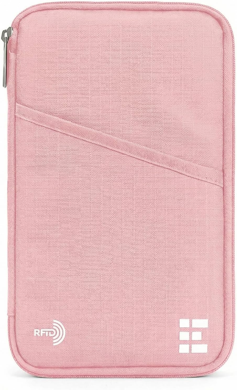 Zero Grid RFID Zippered Family Passport Holder for 6 Passports, Cards, Pink