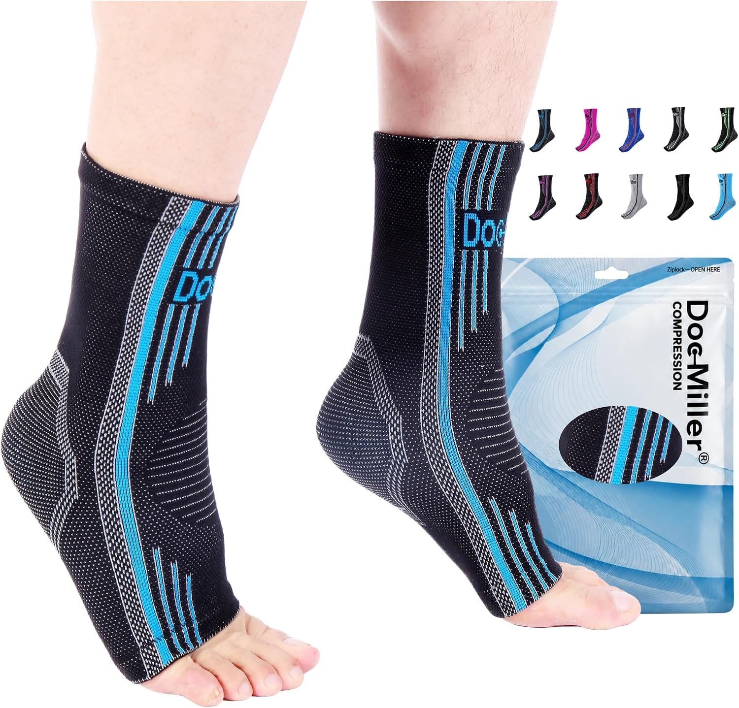 Doc Miller Plantar Fasciitis Compression Socks, 20-30mmHg, 1 Pair