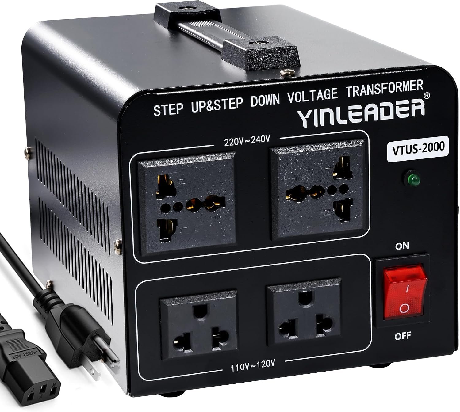 Yinleader 110V to 220V Voltage Converter Transformer 2000W Step Up/Down
